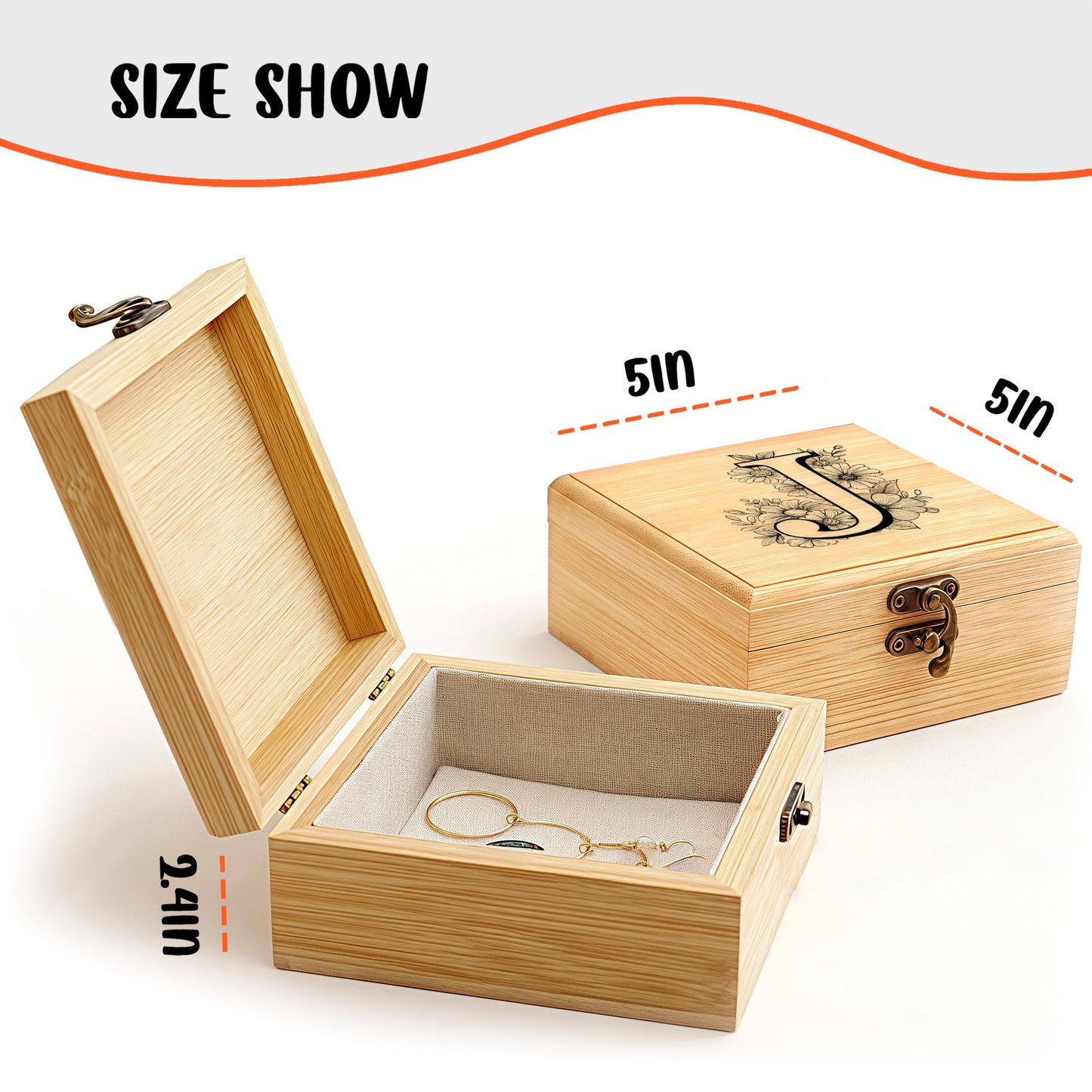 BJDAMAI Trinket Keepsake Decorative Memory Jewelry Storage Box, Personalized Cute Cool Novelty Mini Practical Trendy Tiny Artsy Western Country Gifts (Letter J)