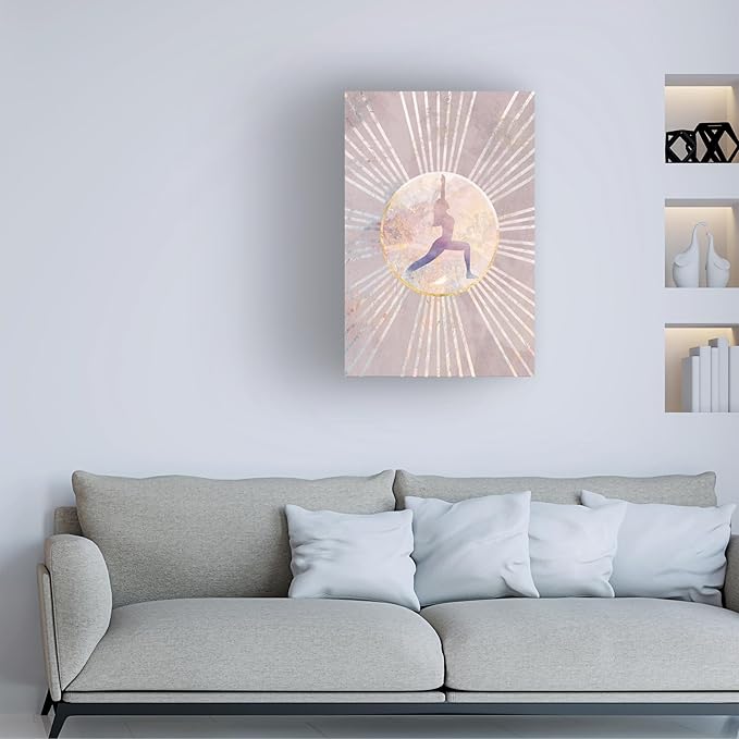 Trademark Fine Art Canvas Wall Art - Sarah Manovski 'Pink Yoga Sun Rays' Wall Art for Living Room, Bedroom, or Office Décor