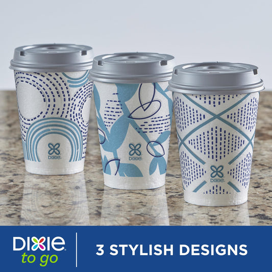 Dixie To Go Paper Coffee Cups With Lids, 12 oz, 156 Count (6 packs of 26 cups), Disposable Insulated Paper Cups for On-The-Go Hot or Cold Beverages