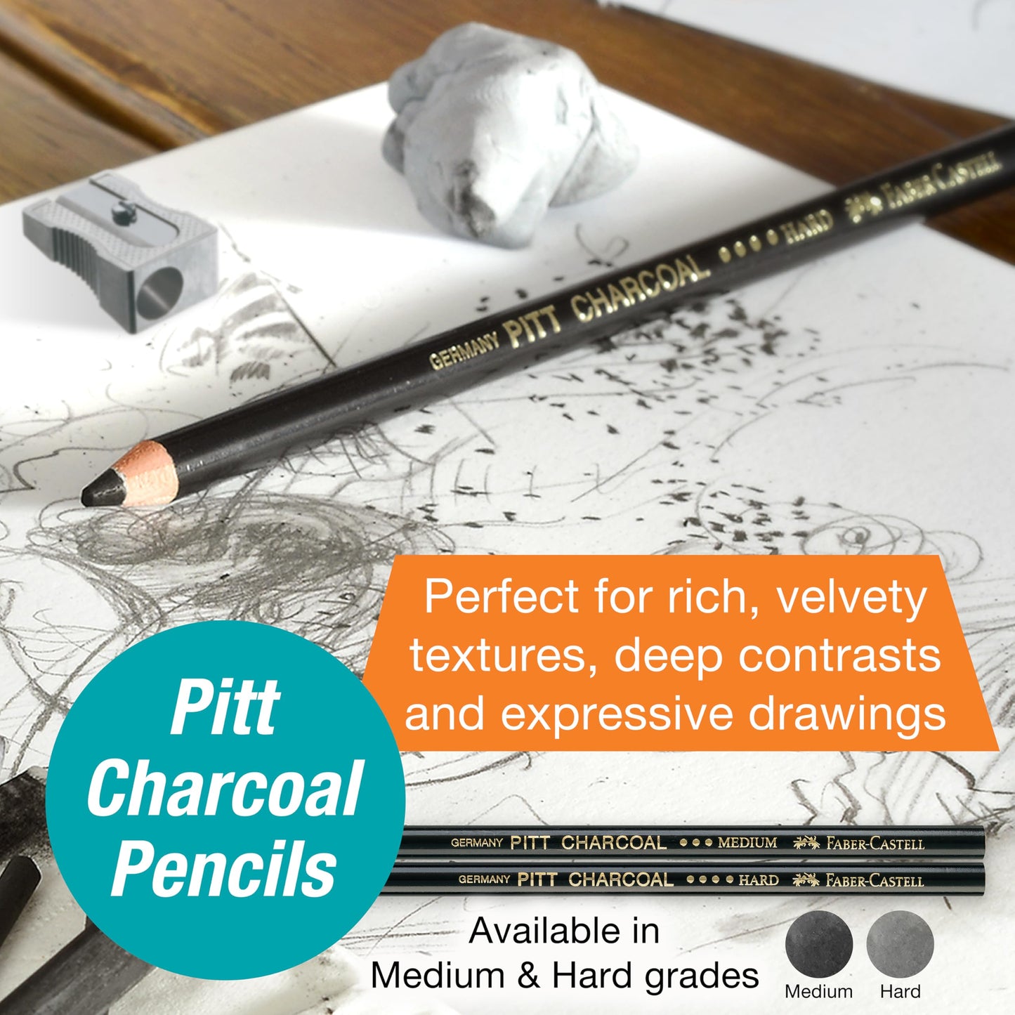 Faber-Castell Try It Box: Monochrome, 27 Piece Drawing Art Kit featuring Colored Pencils, Graphite, and Charcoal Pencils, Professional Art Supplies for Adults, Teens, and Beginners