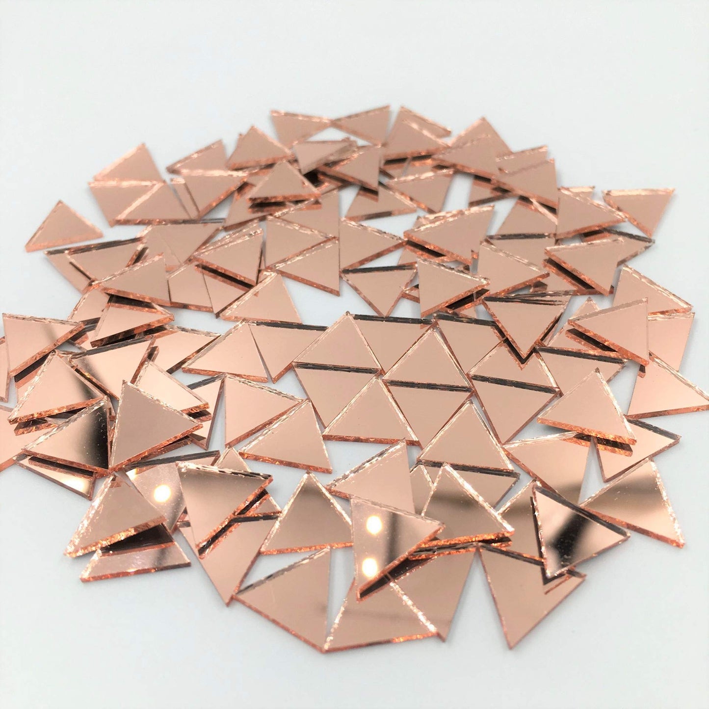 NUORUI 15mm Triangular Shape Mirror Mosaic Tiles, Rose Gold, Craft Mirror, 120 Pieces