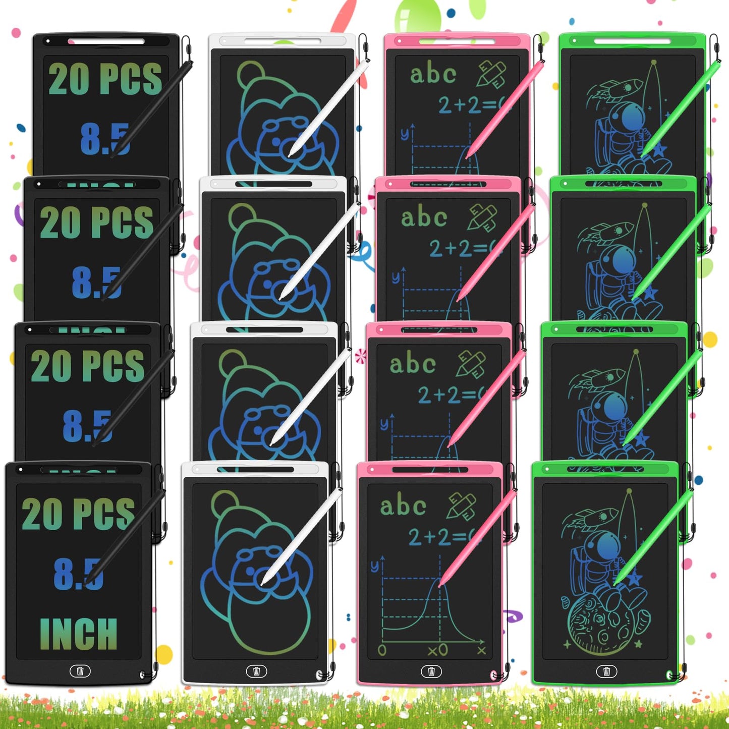 Writing Tablet for Kids LCD Drawing Pads 8.5" Upgraded 20 Pack Drawing Pad Toddler Doodle Board for Kids Learning Drawing Board Writing Tablets Bulk for Party Class 3+ Years Old