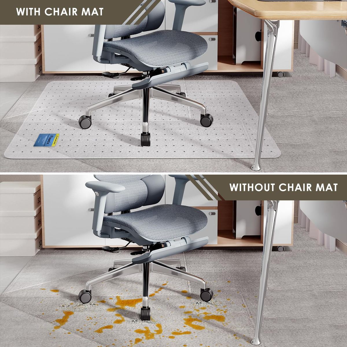 Heavy Duty Office Chair Mat for Carpet 36" x 48" with Lip Ship Flat