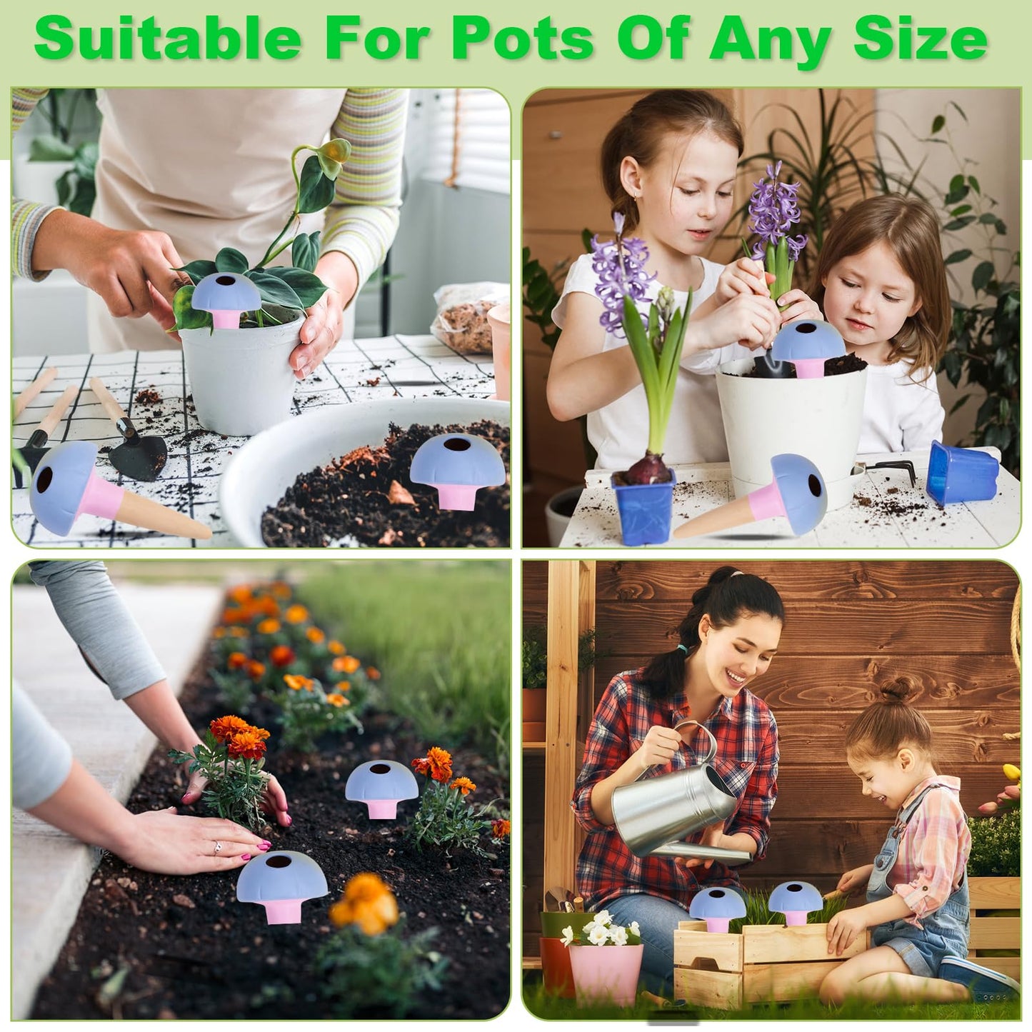 Tuzinano Self Watering Planter Insert Terracotta Watering Spikes Premium Plant Watering Devices Irrigation Dripper Self Watering Spikes Automatic Plant Accessories 4 Packs