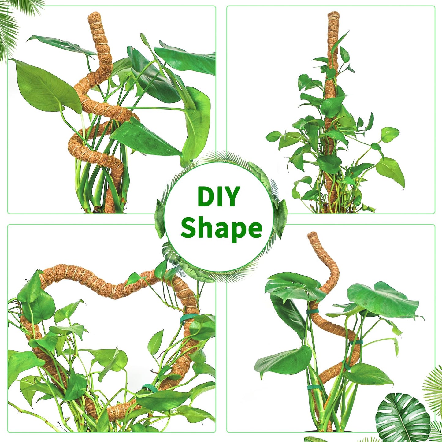 Dimpoo 2 Pack Moss Pole, 35.4-Inch Moss Poles for Plants Monstera,Bendable Plant Support Stakes for Climbing Plants Indoor, Garden Trellis Plant Stick for Potted Plants, Pothos Philodendron