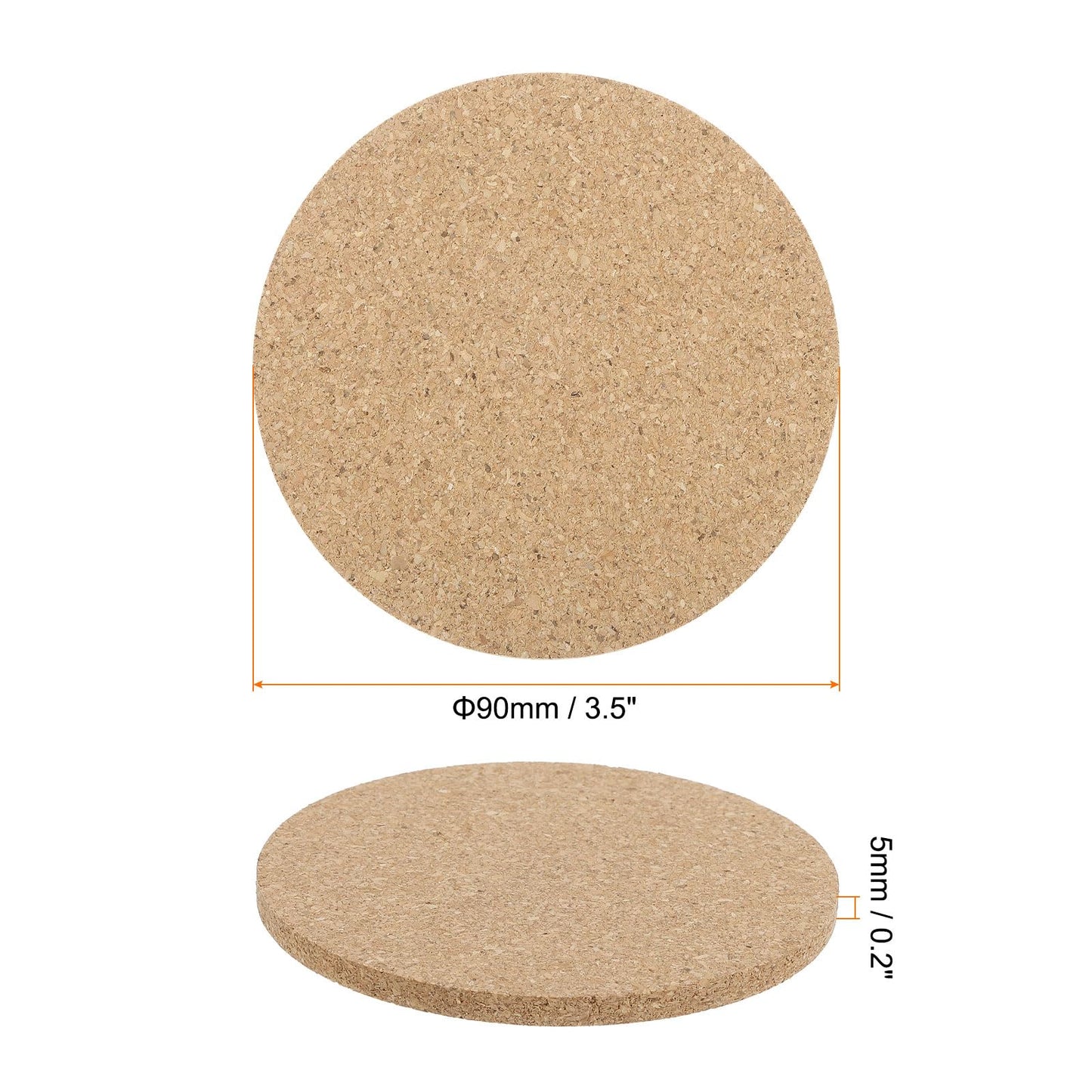 HARFINGTON 12pcs Cork Coasters 3.5 Inch 0.2 Inch Thick Non-Slip Heat-Resistant Round Absorbent Blank Coasters Reusable Wooden Coffee Coaster for Drink Home Office Bar DIY Crafts