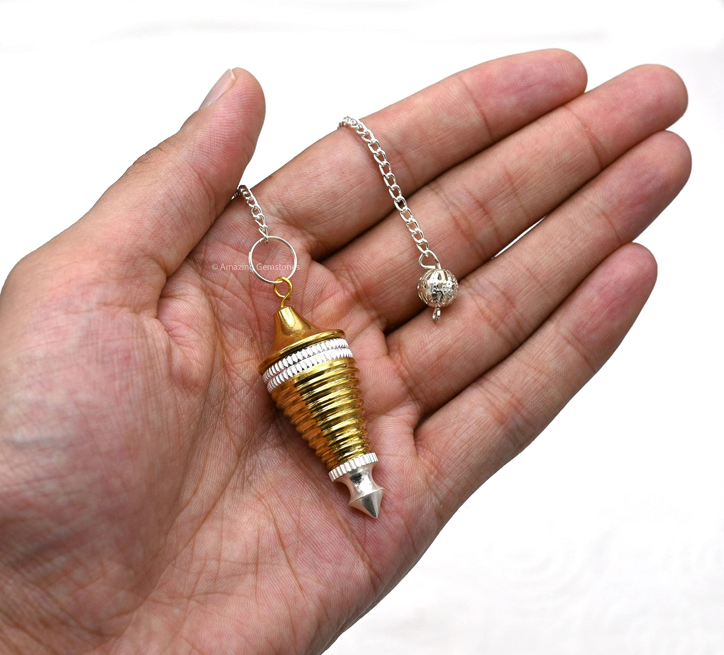 Amazing Gemstone Healing Metal Pendulums for Divination, Gold Gear Plate Hard Coil Steel Copper Pendulum High Energy Pendulo de Bronce Pendulos de Mesa MP12