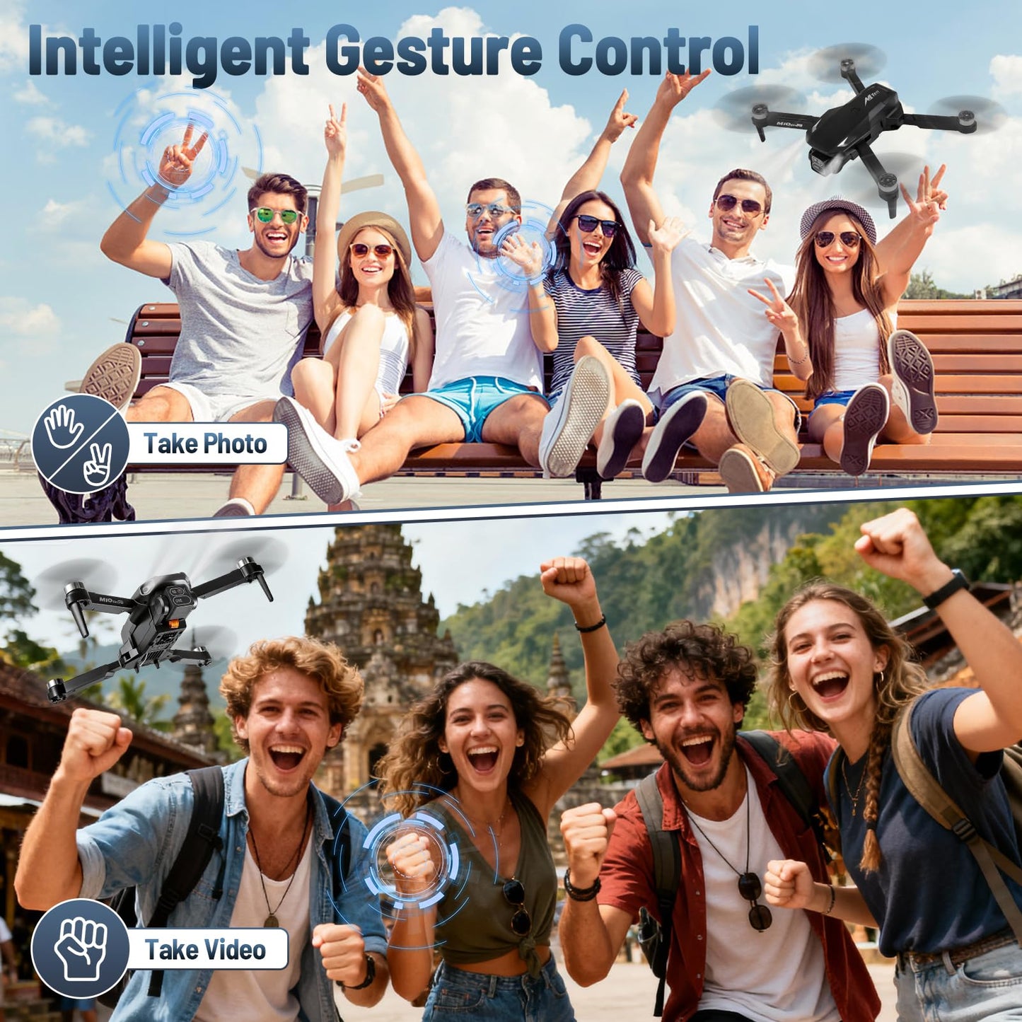 Mini Drone with Camera, 4K HD FPV Drone for Beginners,Brushless Motor, Altitude Hold, Gesture Selfie, One key Return/Emergency Stop,3D Flips, Waypoint Fly, 2 Batteries,Foldable RC Quadcopter.
