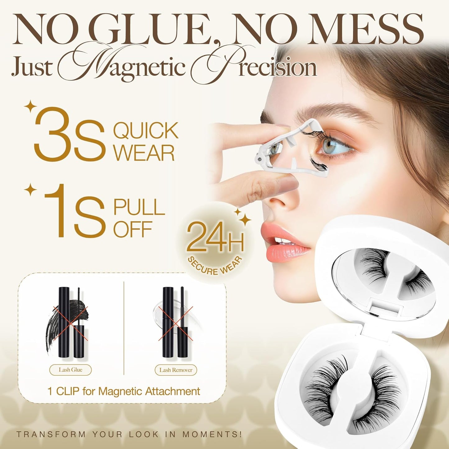LASHVIEW Update Soft Magnetic Eyelashes Natural Look, Reusable Manga Magnetic Lashes Kit with Applicator CT32