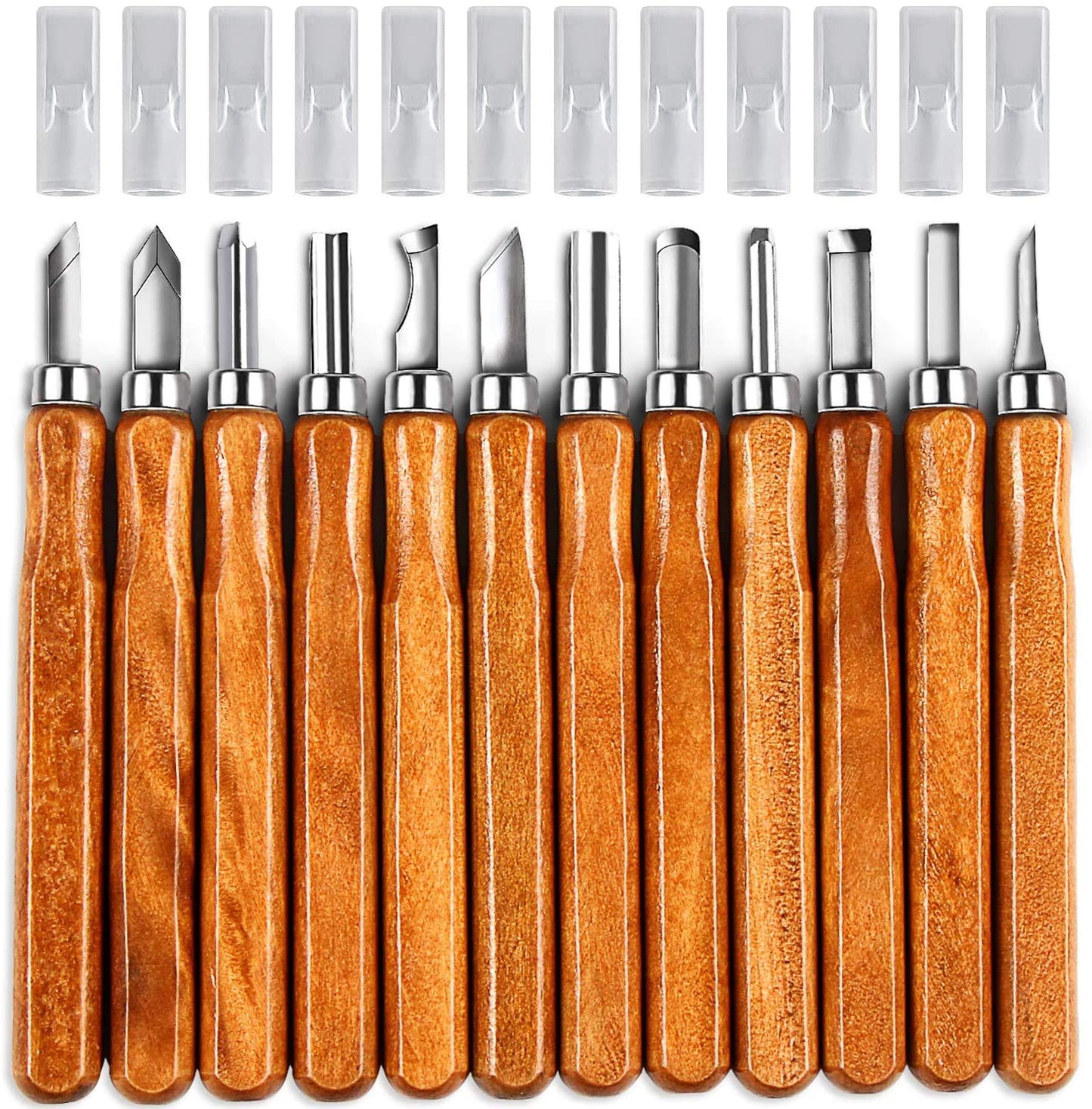 AUGSUN Wood Carving Knife Set, 20 PCS Wood Carving Kit Carbon Steel Wood Hand Carving Tool for DIY Sculpture Carpenter Experts Beginners