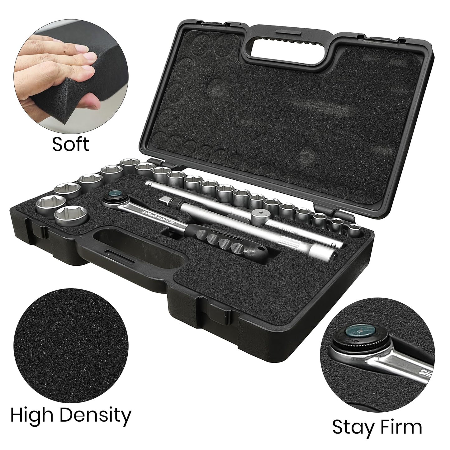 3 Pcs 16 x 12 x 2 Inches Foam Inserts for Cases - Polyurethane Foam Packing Foam Black Craft Foam Sheets for Packing Padding 2 Inch Thick for Camera Toolbox Storage