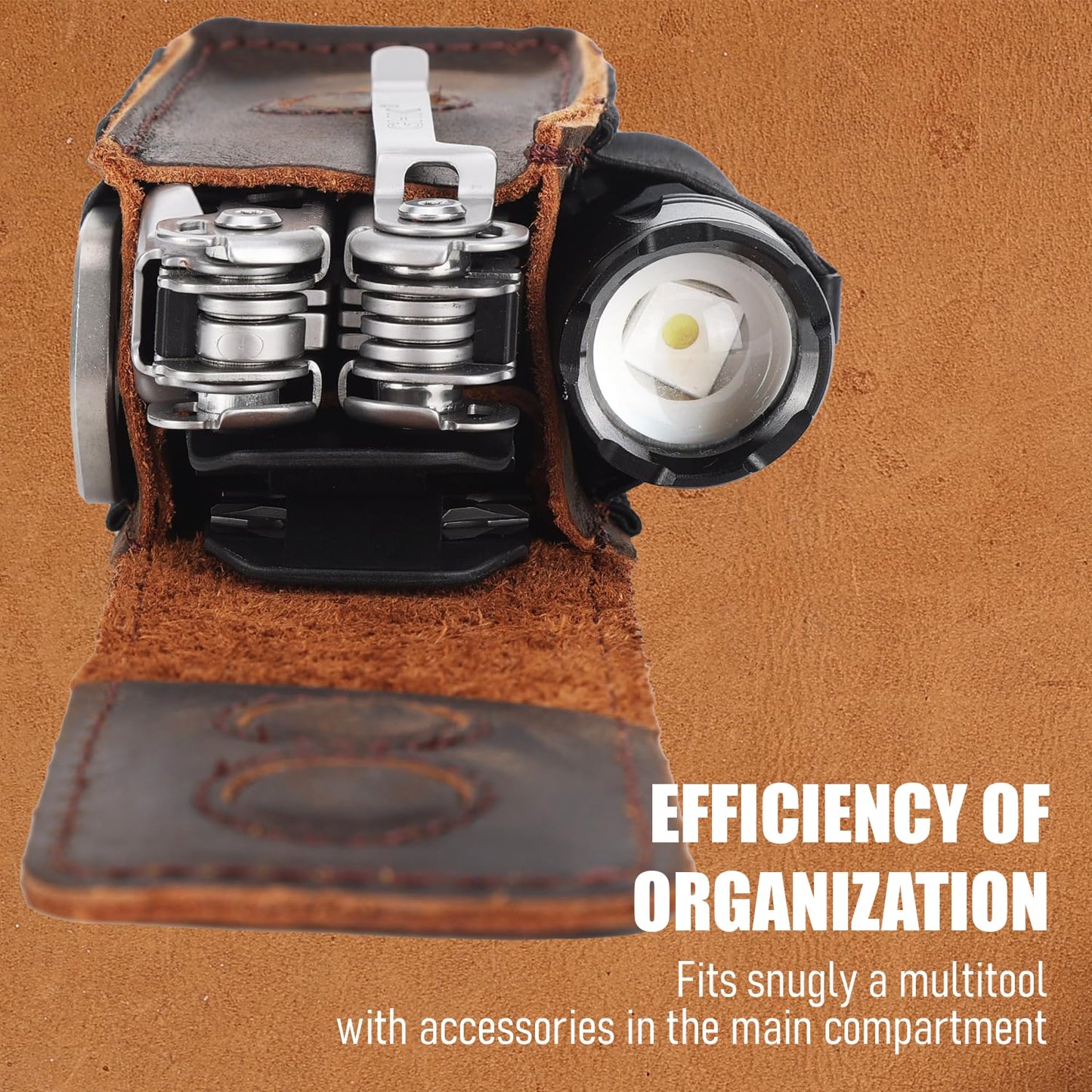 STAR VISTA Armando-2 Full Grain Leather Multitool Belt Pouch, Multi Tool Sheath, EDC Tool Holster for Flash Light, Tactical Pen, Heavy-Duty Stitching, Gift for Men, Dark Brown