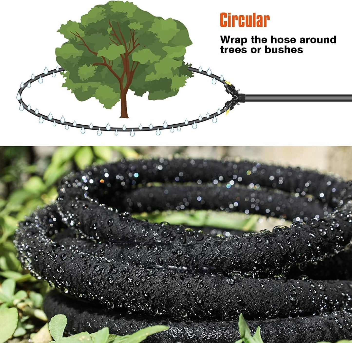ZGWDrip 10FT for Trees 1/2" Water-Saving Soaker Hose with Solid Brass Connectors, Drip Irrigation Kit