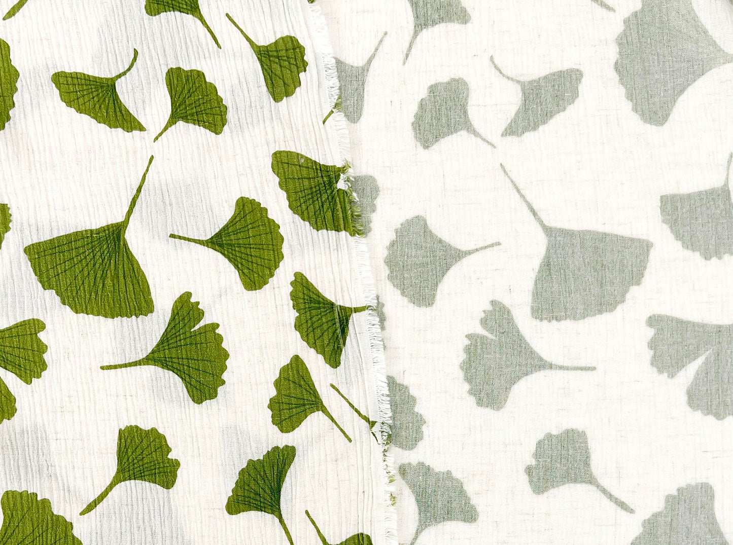 Linen Rayon Blend Fabric by The Linen Lab – Lightweight, Soft, 42"~43" Wide, Pre-Washed Material for Sewing, Clothing, Crafts & DIY (1 Yard pre Cut, Green Ginkgo with Subtle Wrinkle Effect)