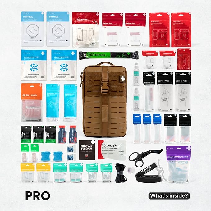 My Medic MYFAK Large Pro- HSA FSA Approved Ifak First Aid Kit - Comprehensive 200 life saving Item Medical Kit - Boat or Car First Aid Kit - Coyote