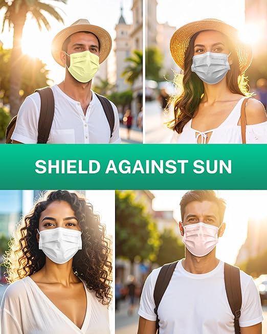 Disposable Face Masks Made in USA, 4 Ply for Families, Students, Breathable All-Day Wear & Safety, FSA HSA Eligible, ASTM Level 3 Medical Grade, 50 Pack, Light Yellow