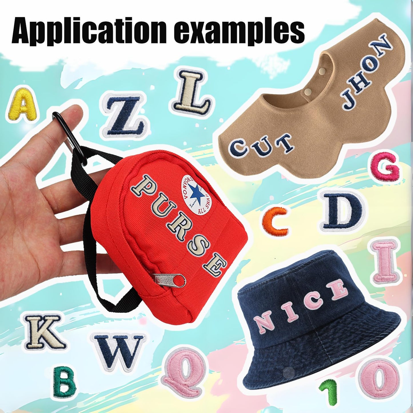 114Pcs Iron on Letter Patches Kit Small Size Letter Embroidered Fabric Patch DIY Coin Purse Card Holder Decorative Patch