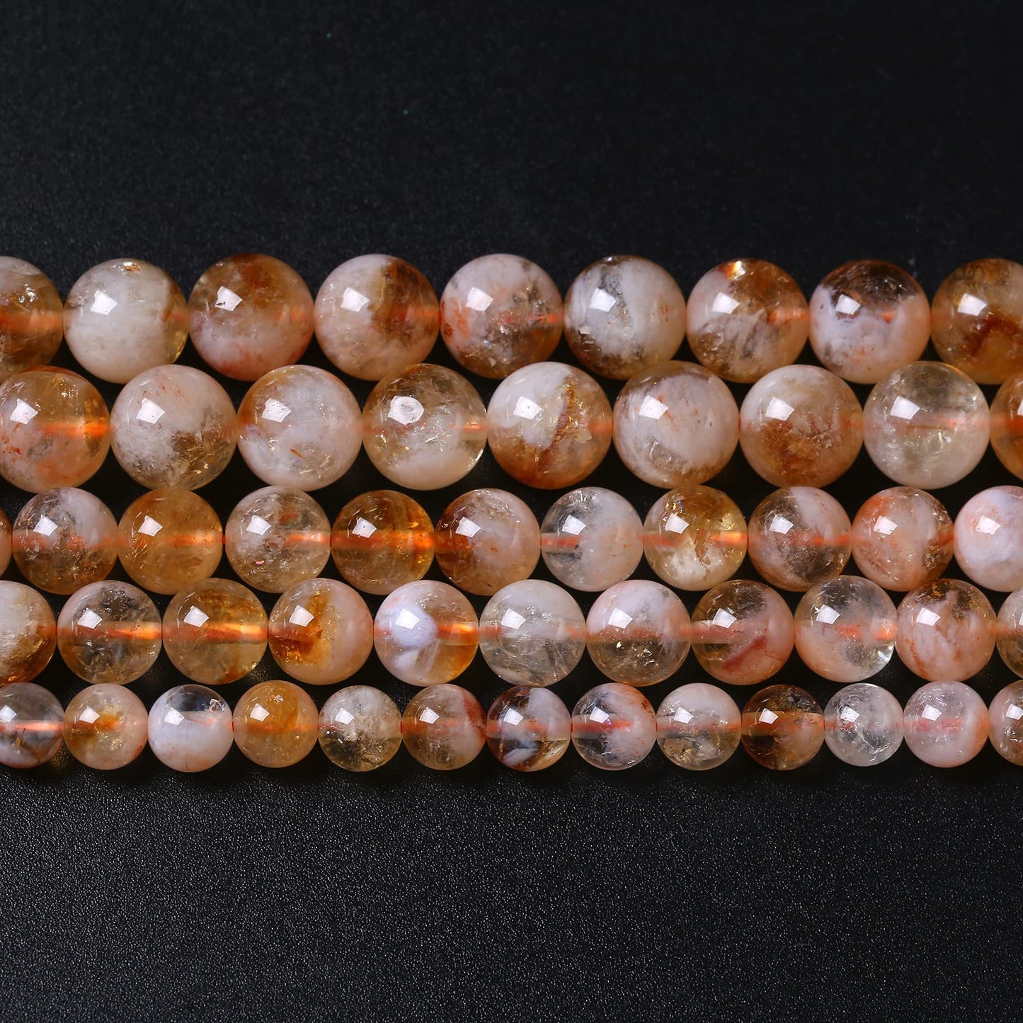 36PCS 10MM Natural Citrine Cloudy Lace Crystal Quartz Beads Healing Energy Gemstone Beads for Jewelry Making DIY Bracelet Necklace 15" (Cloud Citrine, 10mm)