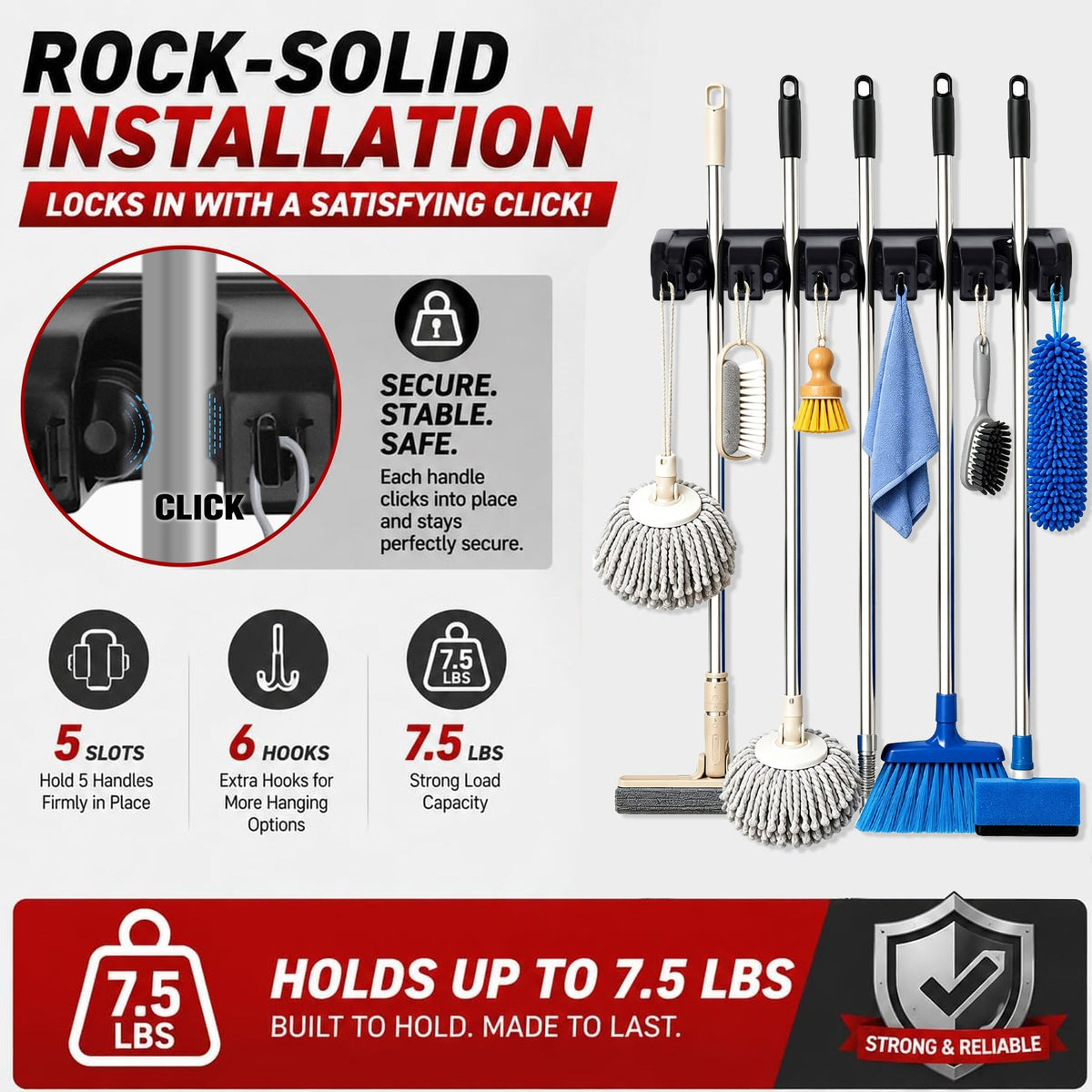 Broom Hanger Wall Mount