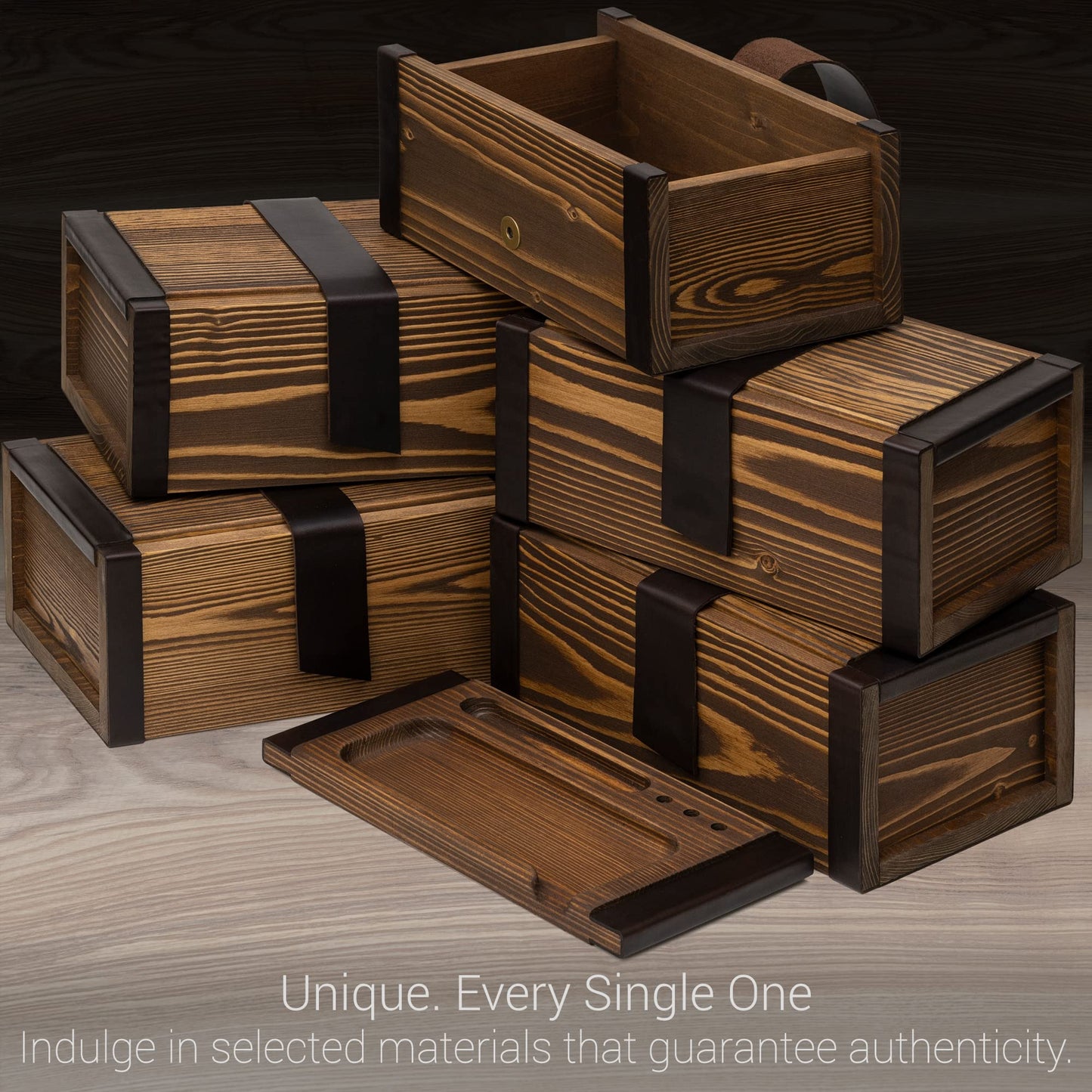 Large Wooden Box with Decorative Wood Tray - Handcrafted in Europe - Great Storage Organizer to Keep Your Accessories and Essentials