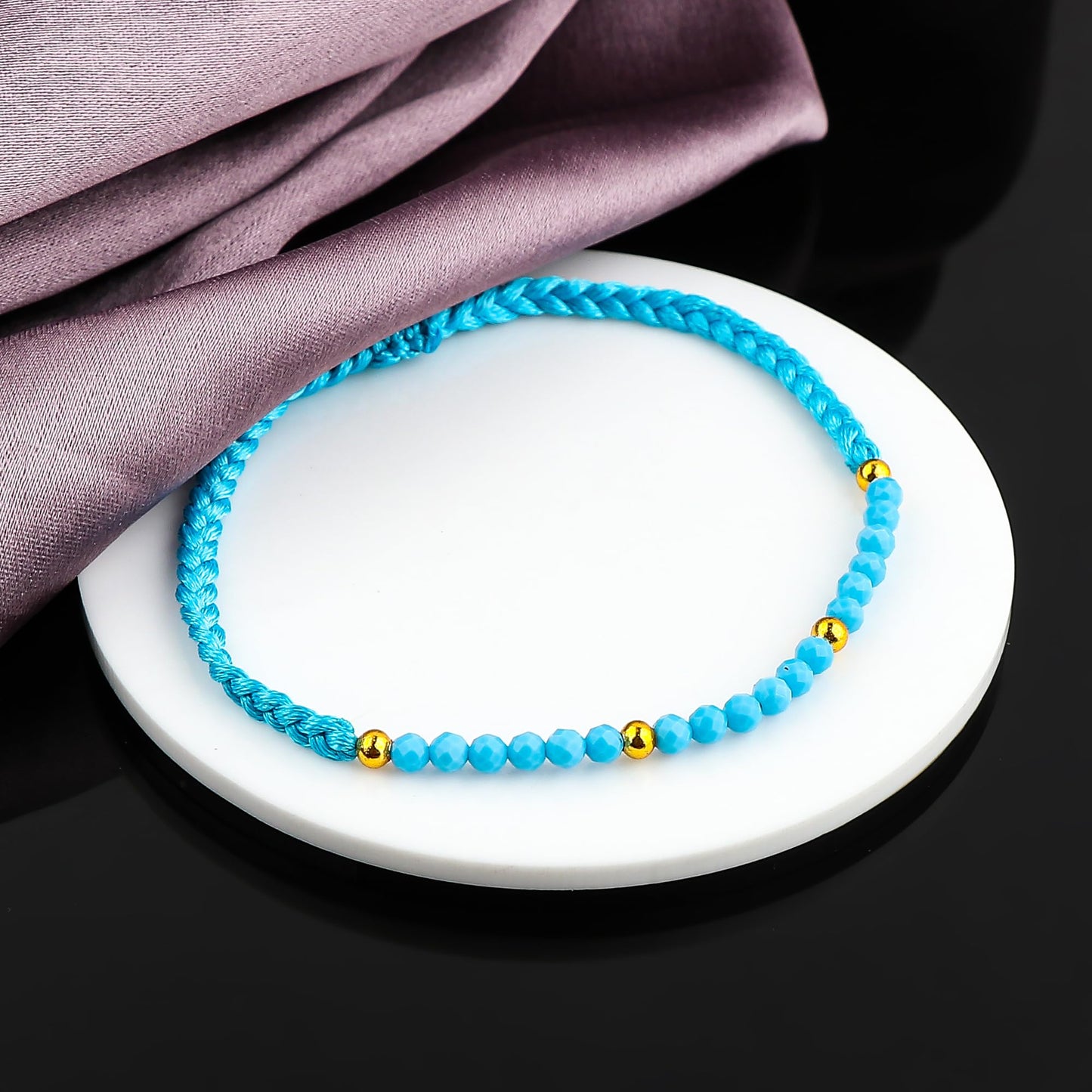 GEMSYMPHONY Turquoise Gemstone Beads Braided Bracelet – 3.5mm Natural Stone Beads, Handmade Adjustable Braided Rope Bracelet, Healing Crystal Jewelry for Men & Women, Unisex Boho Gift (Turquoise)