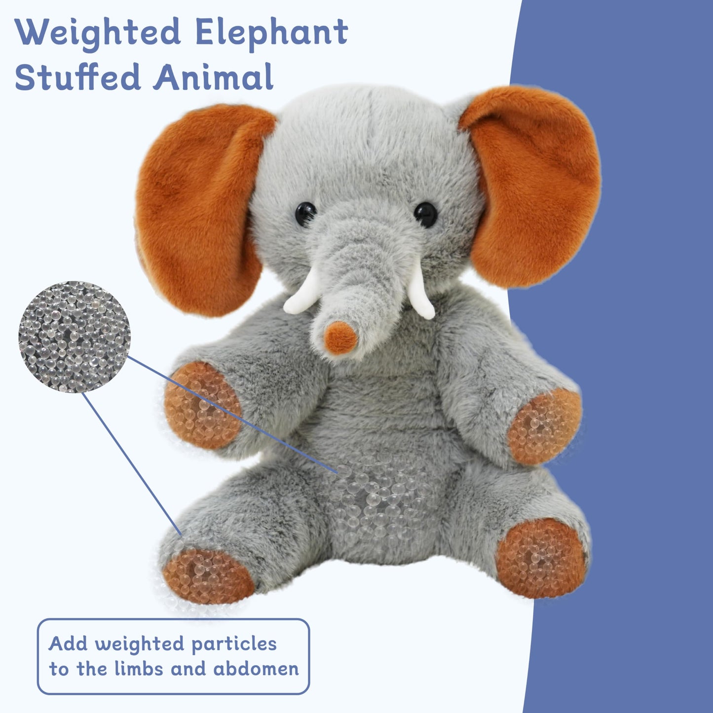GADXV 4lb Elephant Weighted Stuffed Animals, 25in Large Elephant Plush Toy, Stuffed Animal Gift for Kids and Adults, Birthday, Valentine, Christmas