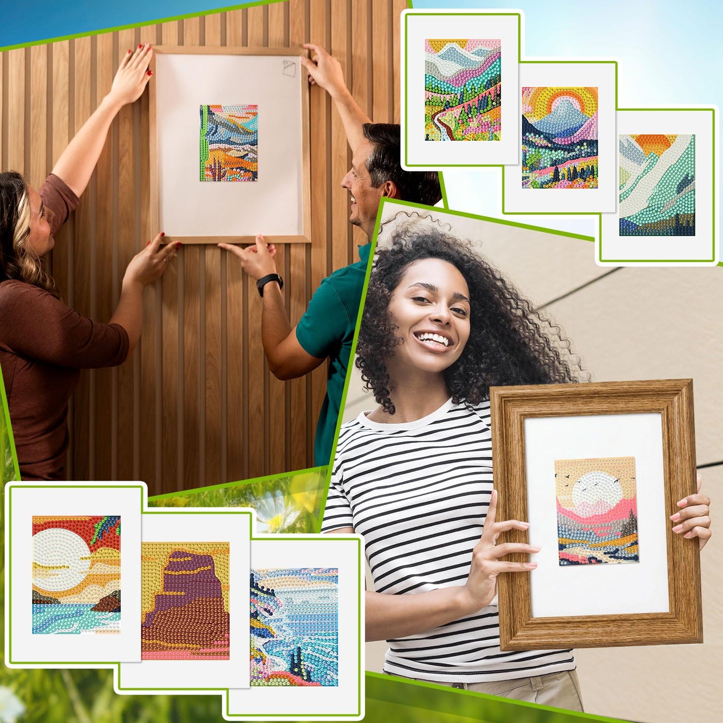 Xuhal 30 Pcs Landscape Small Diamond Painting Kits for Adults Sunrises & Sunset Mini Diamond Art Kits Mini Mountain Landscape Rhinestones Crafts with Cardboard for Home Wall Decor