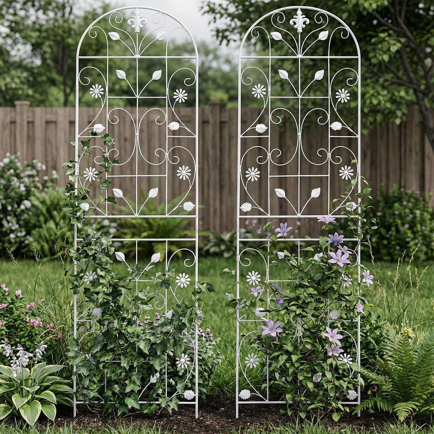Maidapulu, Trellis for Climbing Plants Outdoor, （2 Pack 70.8x19.6-inch）, Generic Metal Garden Trellis, Rustproof, Easy Assembly,（White）