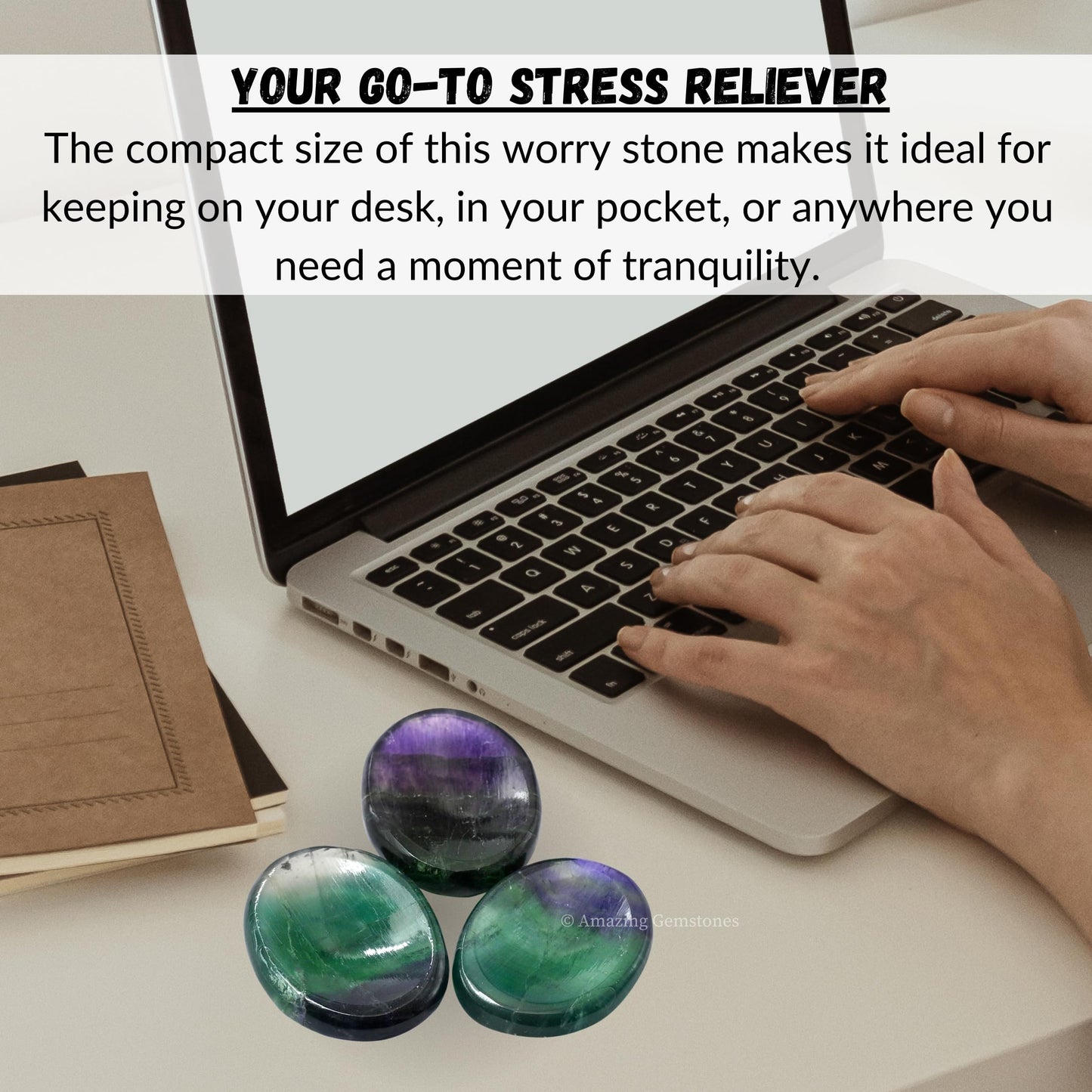Amazing Gemstone Fluorite Worry Stone and Healing Crystals - Piedra Crystal Fidget for Gift, Meditation, Calming, Relaxation, Stress Relief