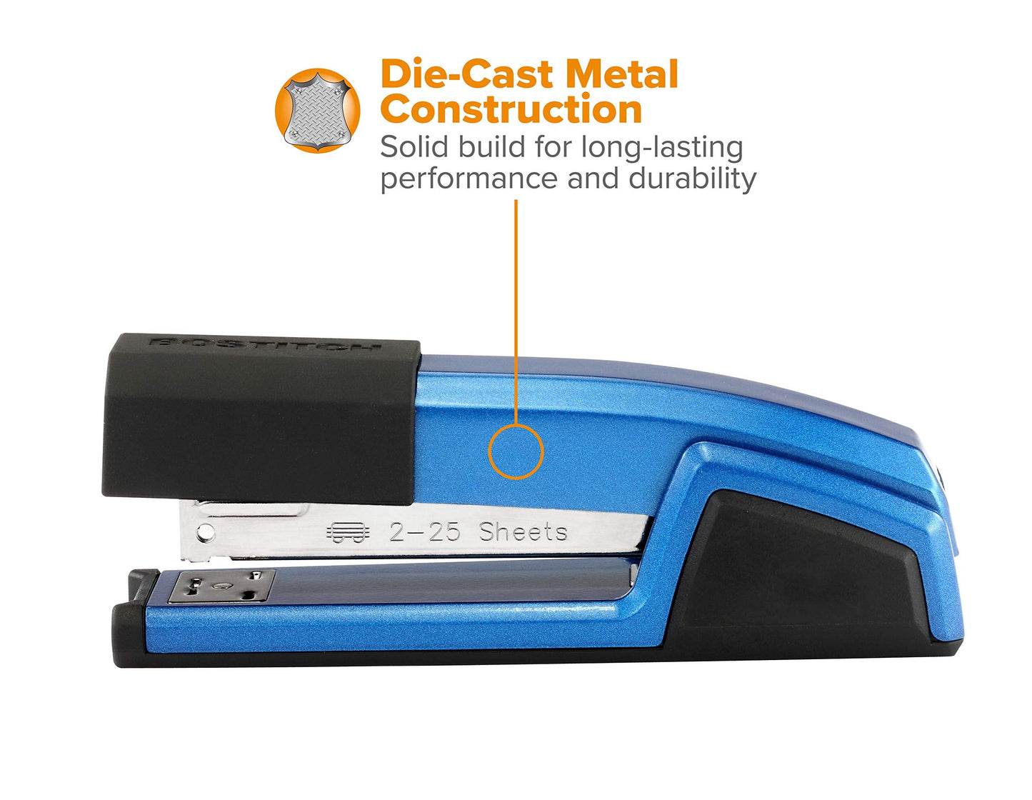 Bostitch Office Epic Metal 3 in 1 Stapler, 25 Sheet Capacity, Includes 210 Staples in Staple Storage Compartment & Integrated Remover,