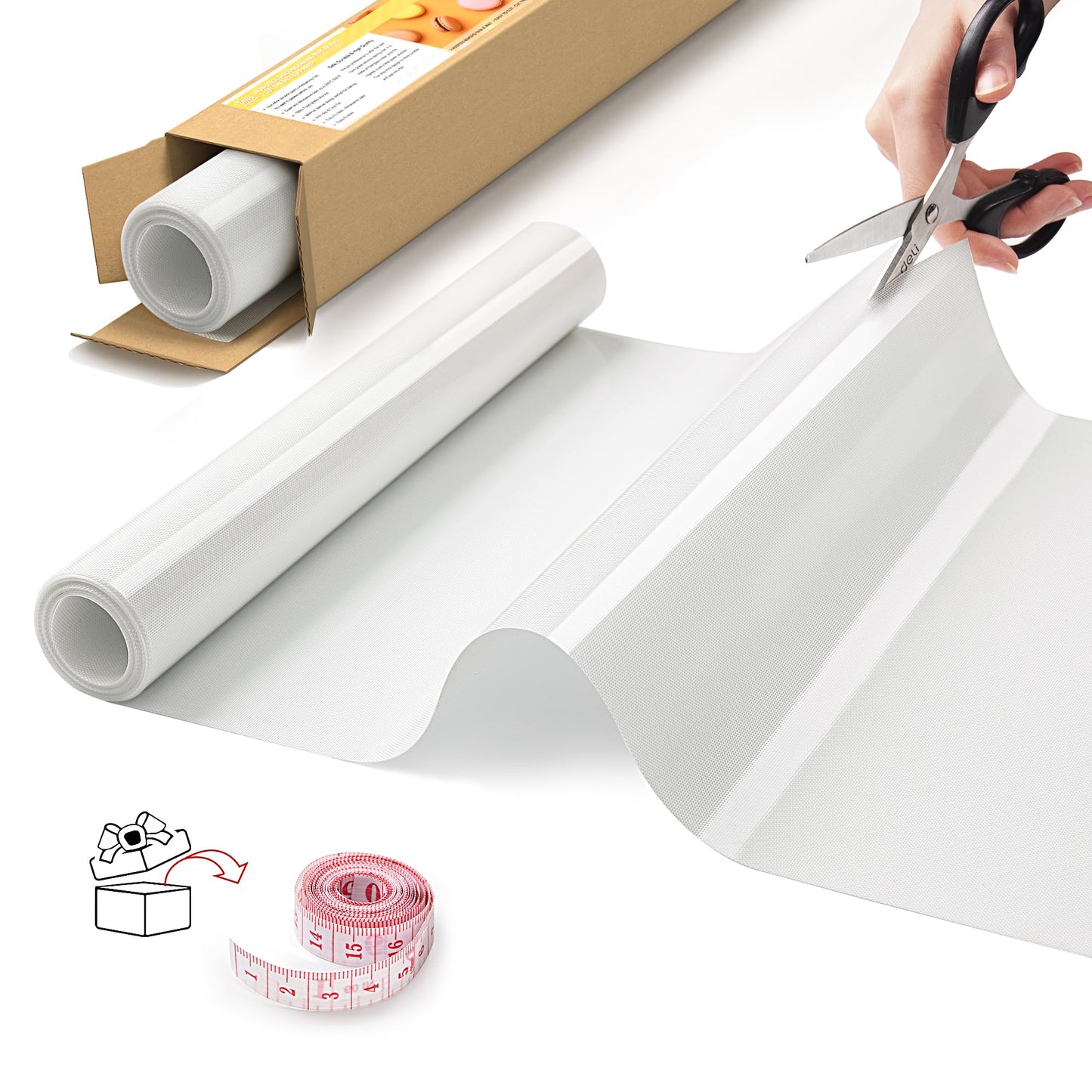 MMmat Silicone Baking Mat Roll, Non-Stick Heat Resistant Food Grade Baking Mats, Non-Slip Reusable Air Fryer Linner, Freeze Dryer Mat, Counter Mat, Oven Liner, Refrigerator Liners - 12IN x 8FT