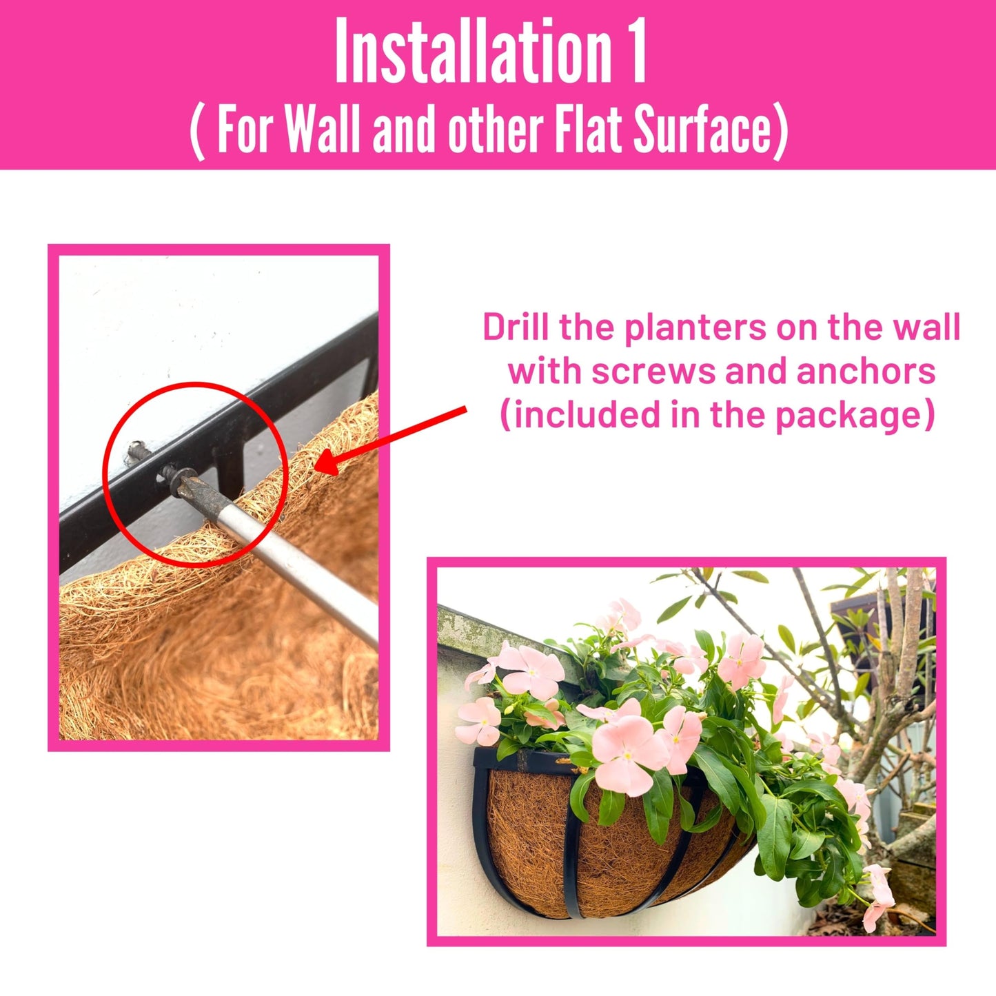 LaLaGreen Wall Planters - 16 Inch, 2 Pack Deck Railing Planter Boxes for Outdoor Plants, Window Flower Box with Coco Liners Metal Horse Troughs Fence Balcony Garden Herb Pot Patio Porch Over Rail