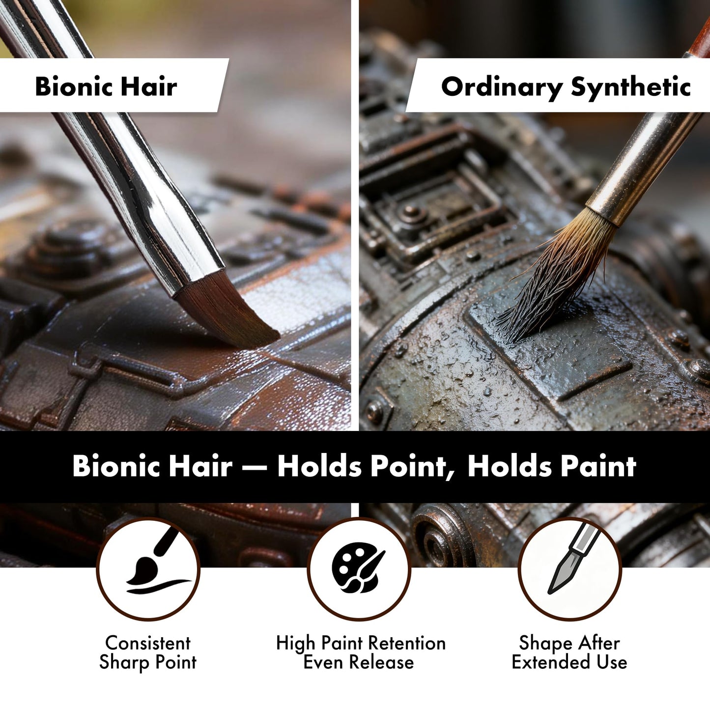 Artify Miniature Paint Brushes 14Pcs, Mini Paint Brushes with Goat Hair Drybrushes, Bionic Hair Fine Detail Paint Brushes - High Retention for Miniature Acrylic Paints, Paint by Numbers Brush Set