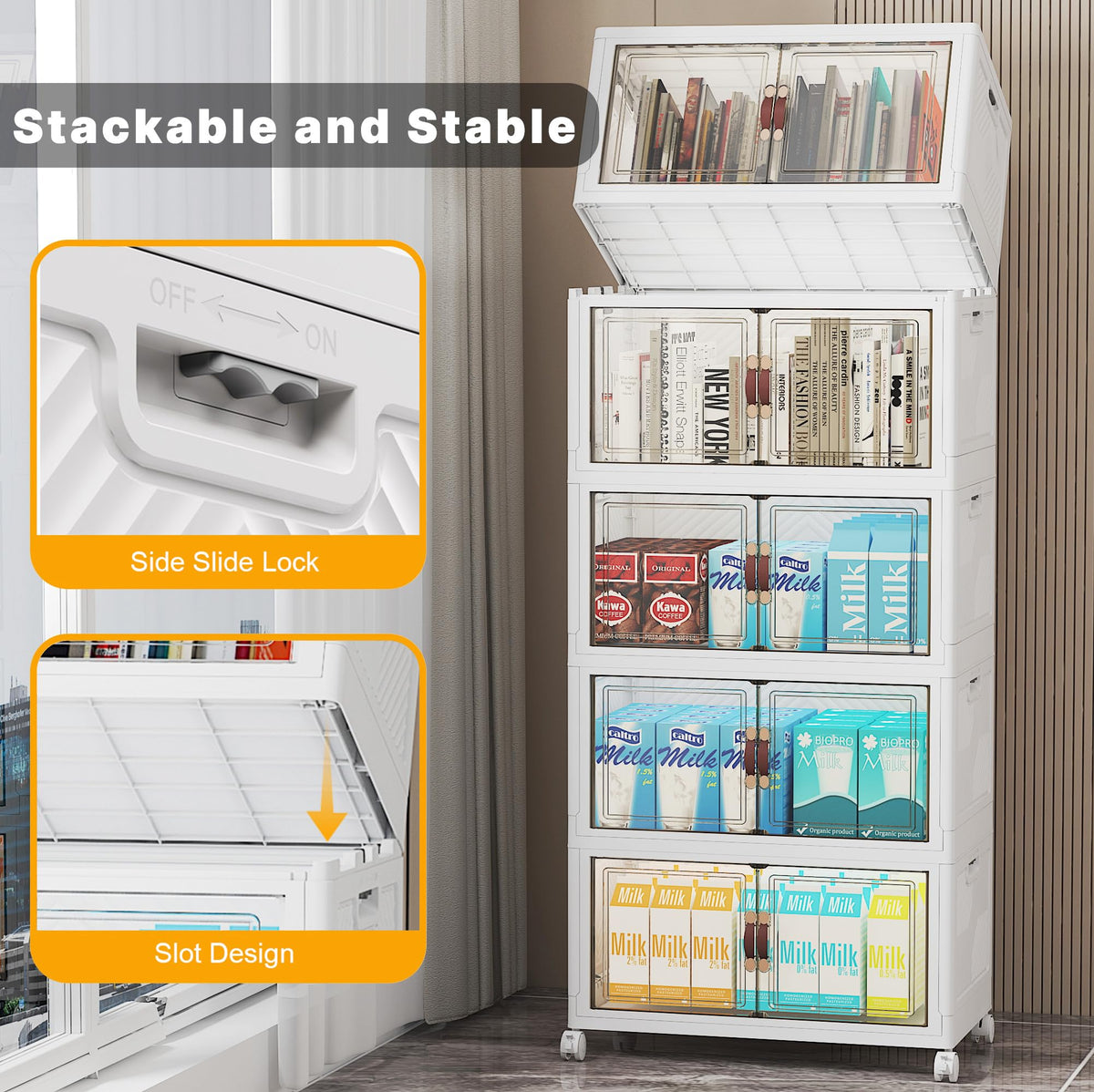 Stackable Storage Bins with Lid (5 Count)