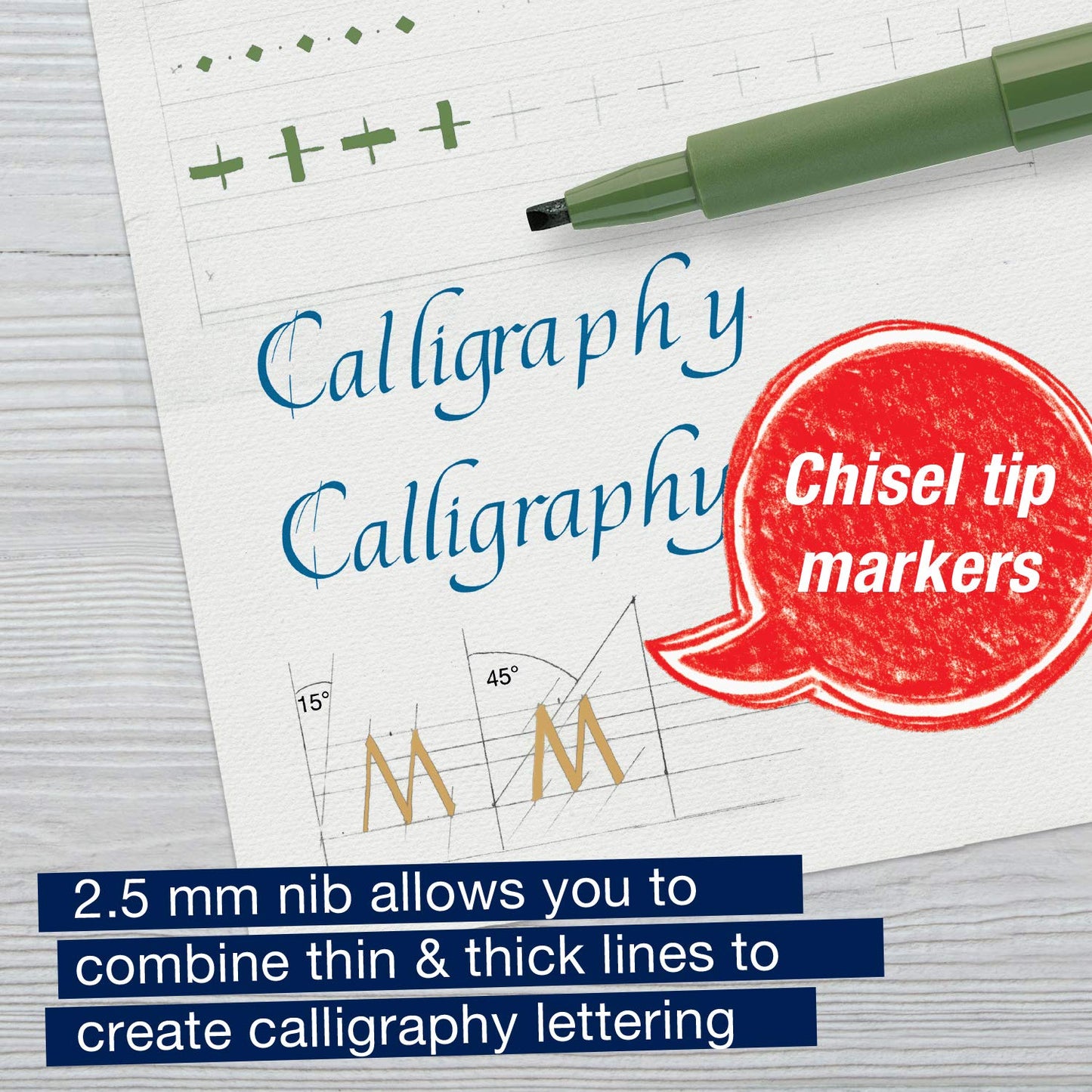Faber-Castell Pitt Artist Calligraphy Pens | 6 India Ink Pens, 2.5 mm Chisel Tip | Multicolor Calligraphy Pen Set for Lettering, Journaling, Creative Writing & Hand Lettering Designs