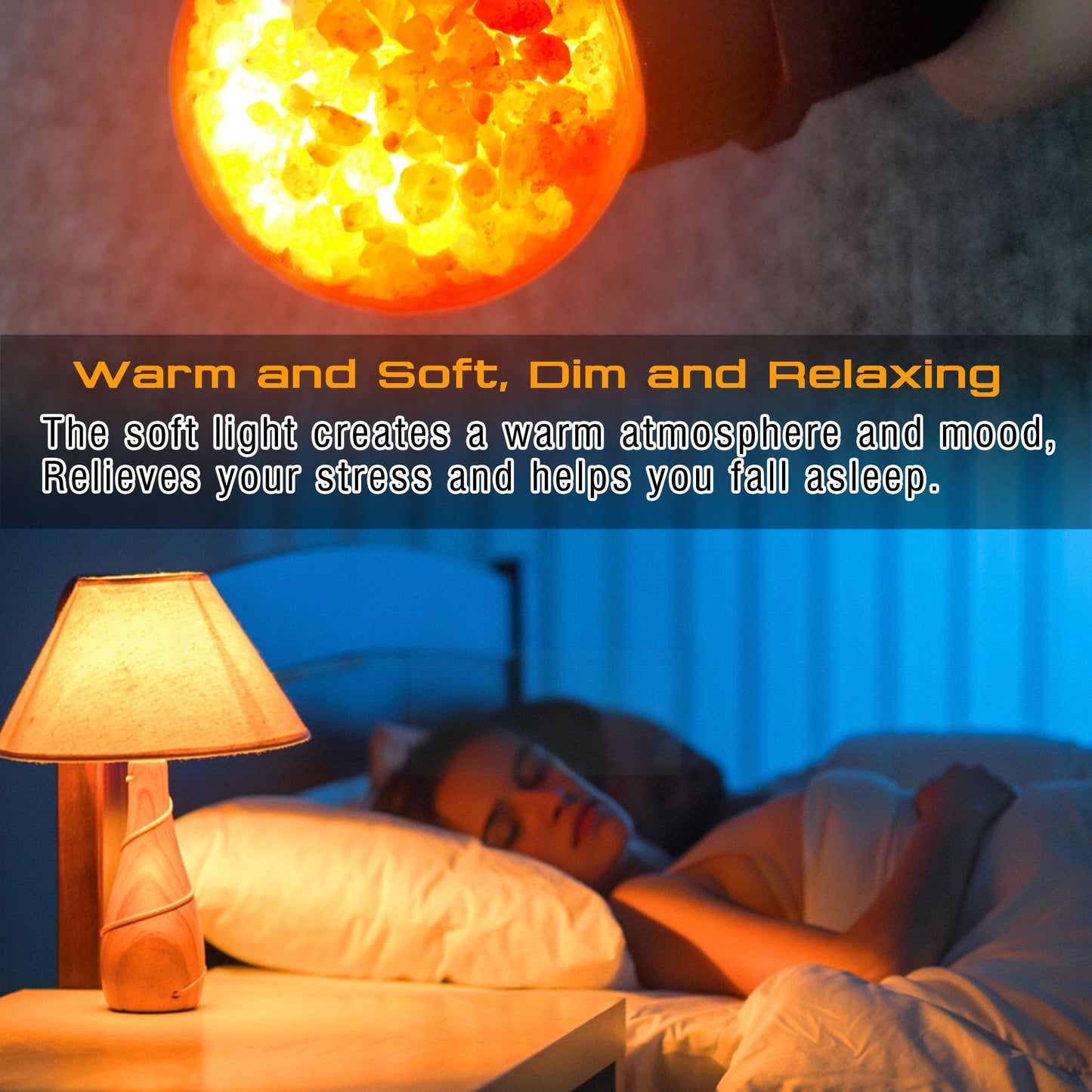 Elmoyle Himalayan Salt Lamp LED Light Bulbs, E26 2200K Warm Amber Pink, 3W Mood Lighting Night Light, E26 G45 Salt Rock Stress Relief Bulbs for Bedroom, Decor, Sleep Light, Non-Dimmable, 2pack