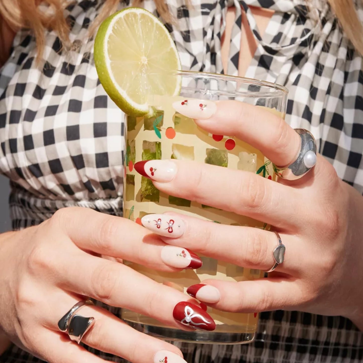 Never Have I Ever CHERRY COLA Short Almond Press On Nails 24 Piece Soft Gel False Nails for Everyday Wear Reusable Comfortable Fit for Women As Seen on Shark Tank