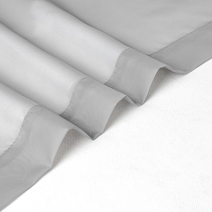 Chyhomenyc Light Grey Sheer Curtains 54 Inch Long 2 Panels, Light Filtering Rod Pocket Voile Short Curtains Drapes for Living Room Bedroom Small Windows, 42Wx54L Inches