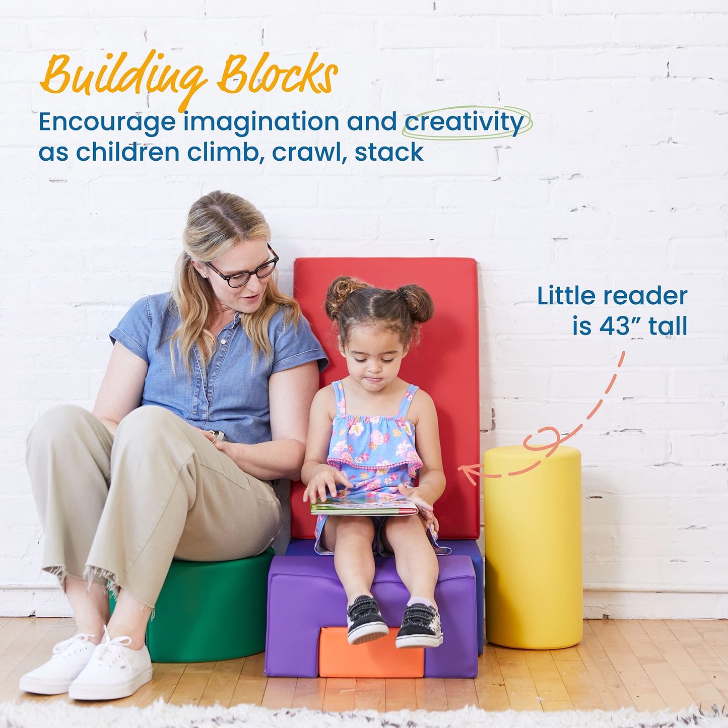 ECR4Kids SoftZone Crawl and Climb Playtime Playset, Building Blocks, Assorted, 6-Piece