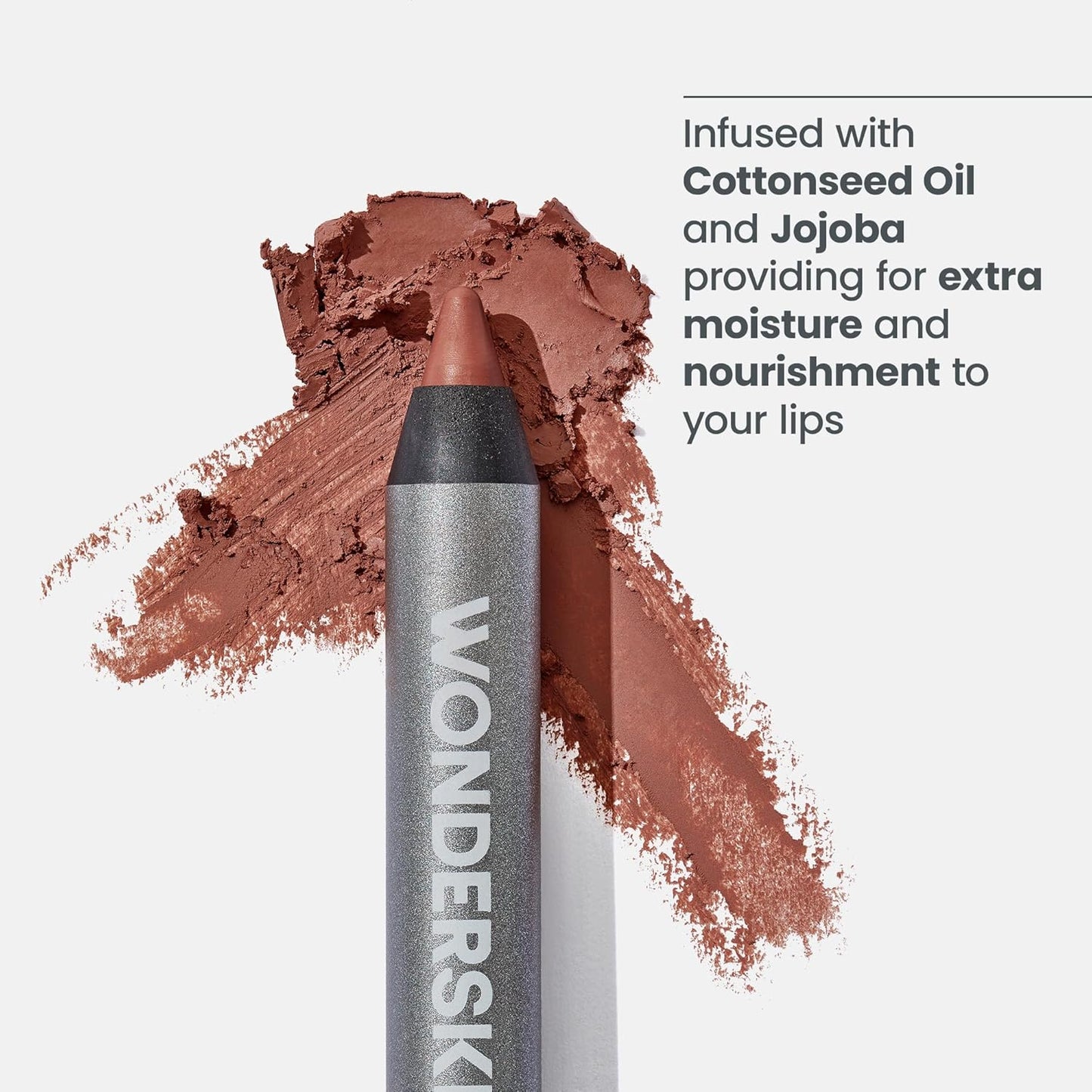 Wonderskin Lip Liner Pencil - 360 Contour Lipliner, Long Lasting, Sharpenable, Waterproof and Transfer-Proof Brown Lip Liner Pencil (Saddle)