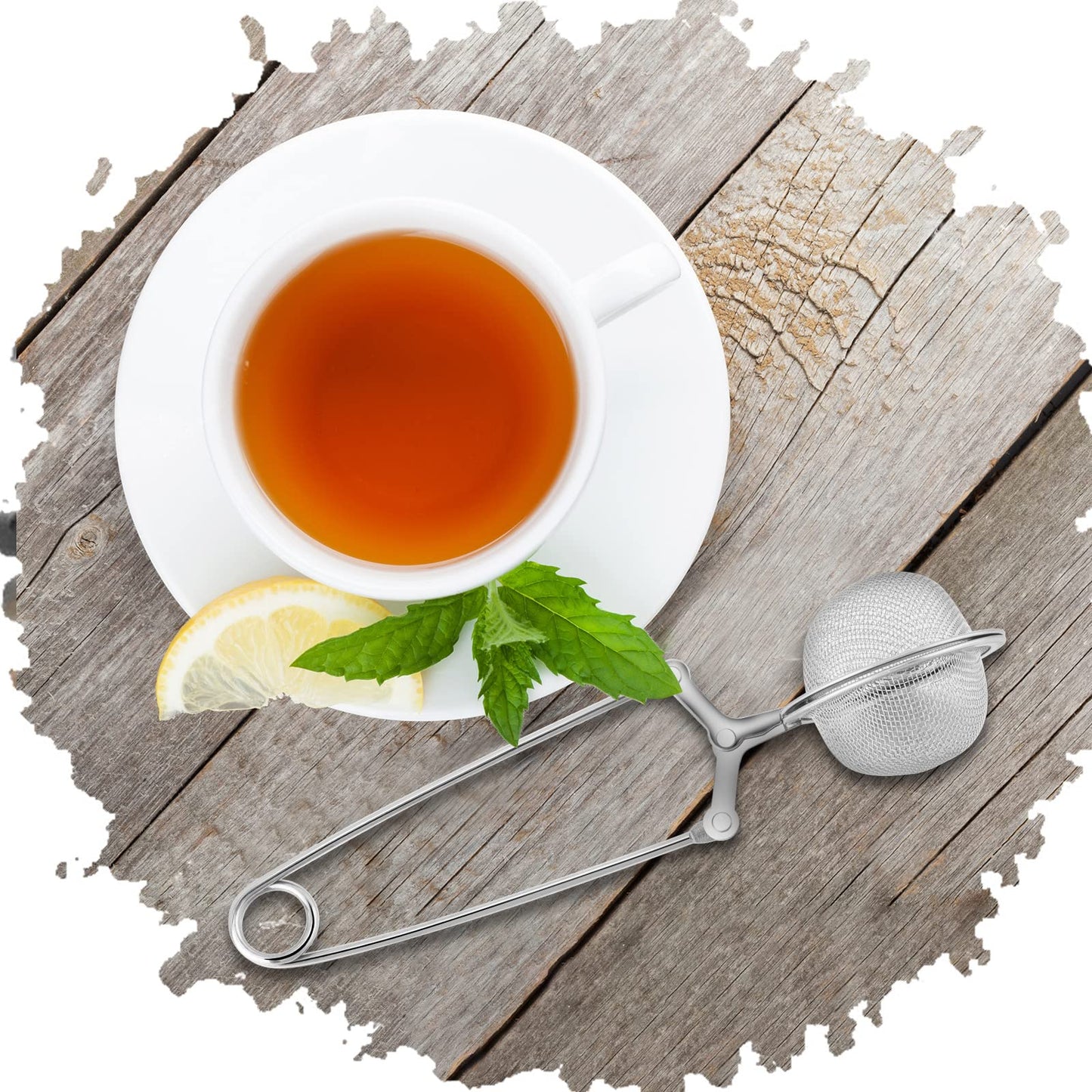 Yinder Loose Leaf Tea Infuser Stainless Steel Mesh Snap Tea Ball Strainers with Handle Metal(Silver)