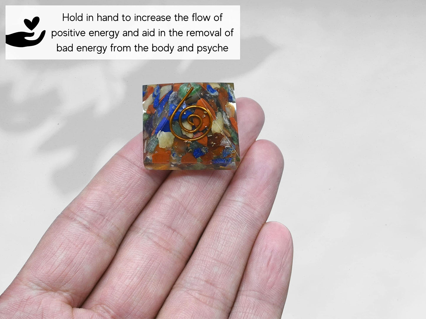 Amazing Gemstone 7 Chakra Orgone Pyramid - 30mm Small Orgonite Pyramids with Crystals and Healing Stones - Authentic Organite Gifts
