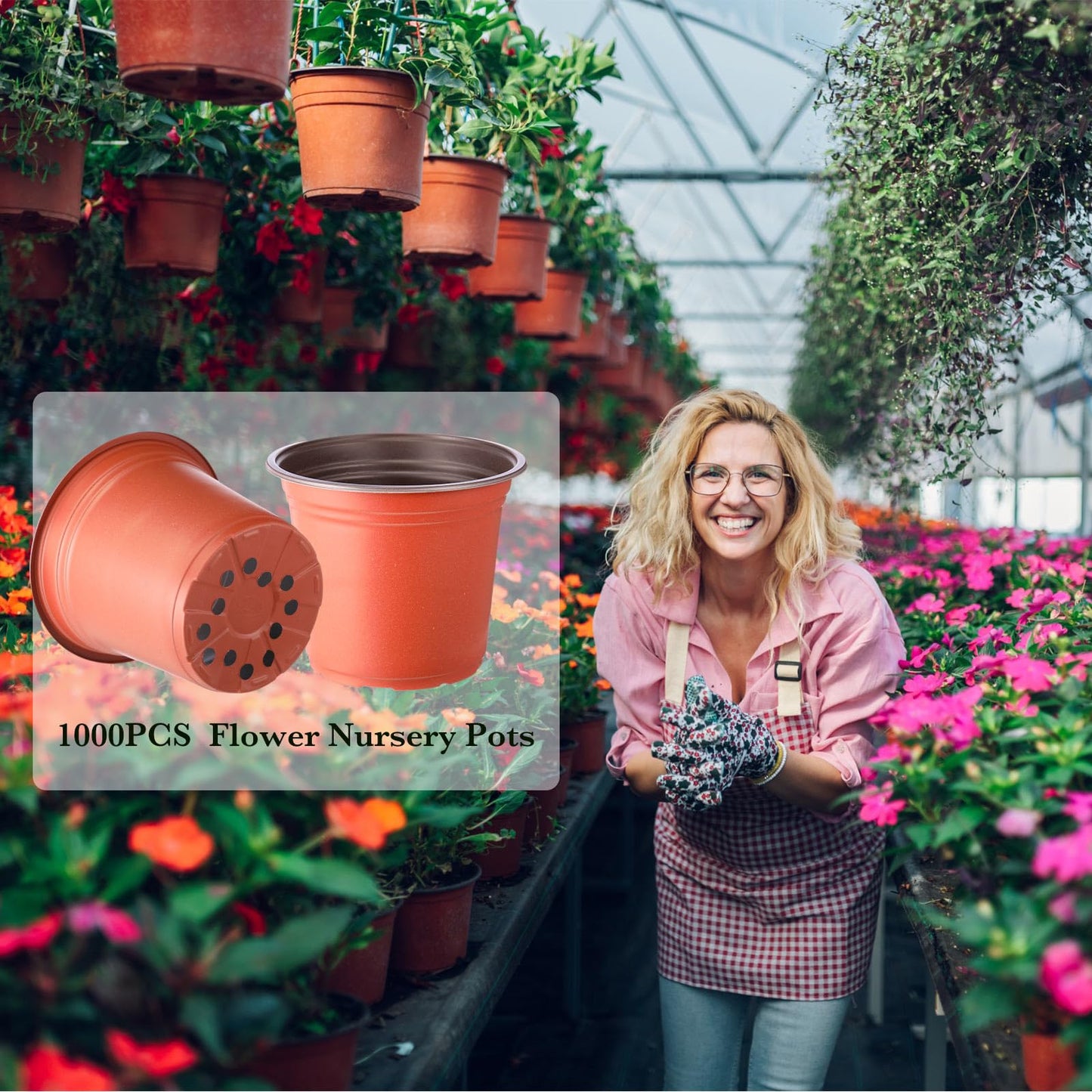 Hushee 1500 Pcs 4 Inch Plastic Plants Nursery Pots Bulk Seed Starting Pots with Drainage Holes Plastic Flower Planting Container Indoor Outdoor for Succulent Transplanting Supplies (Classic)