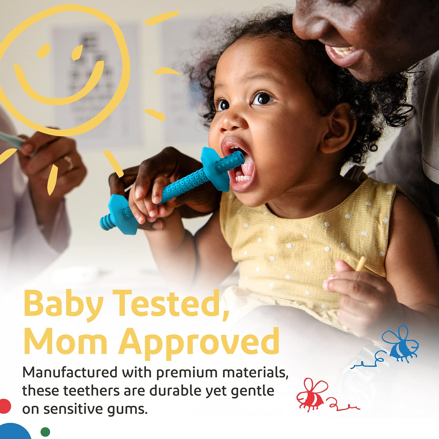 Lull Kids Silicone Baby Teethers 0-6 Months, Textured Baby Teething Toys 3-6 Months, Toddler Molar Teething Relief Sticks, Freezable Chew Straws for Babies 6-12 Month Girl Boy Infant (Spring)