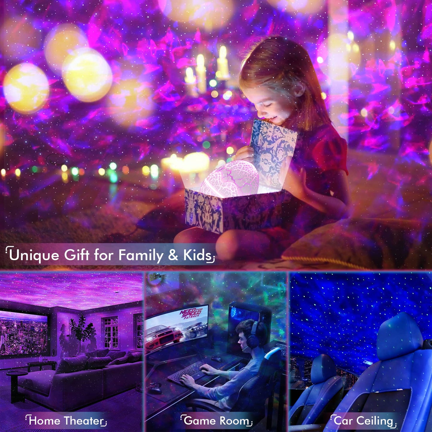 Rossetta Star Projector, Galaxy Projector for Bedroom Nebula Night Light Projector with White Noise, Bluetooth Speaker, Timer and Remote, Room Decor, Gifts for Kids, Adults, Birthday, Party, Easter