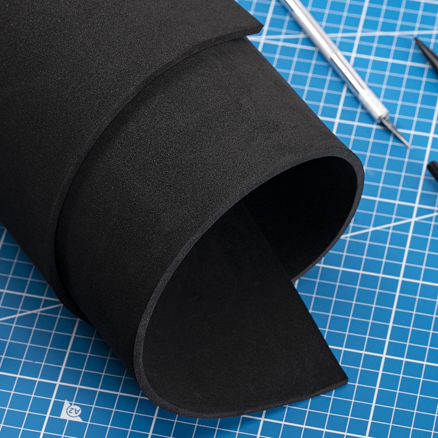 Black Foam Sheets Roll, Premium Large EVA Foam Sheet 13.9" x 59",5mm Thick, Density 86kg/m3 for Halloween Cosplay Costume, Crafts, DIY Projects by MEARCOOH