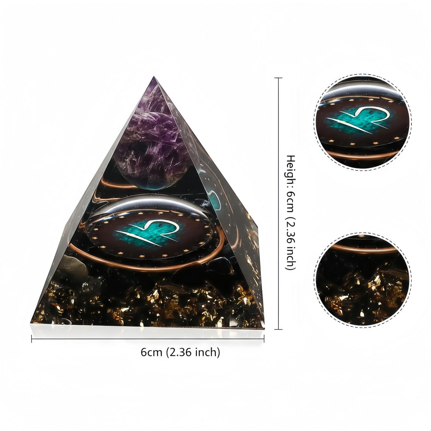 12 Zodiac Orgone Crystal Pyramid, Natural Amethyst with Obsidian,Healing Crystals Pyramid for Protection Chakra, Unique Constellation Pyramid for Positive Energy, Healing Money Health(Libra)