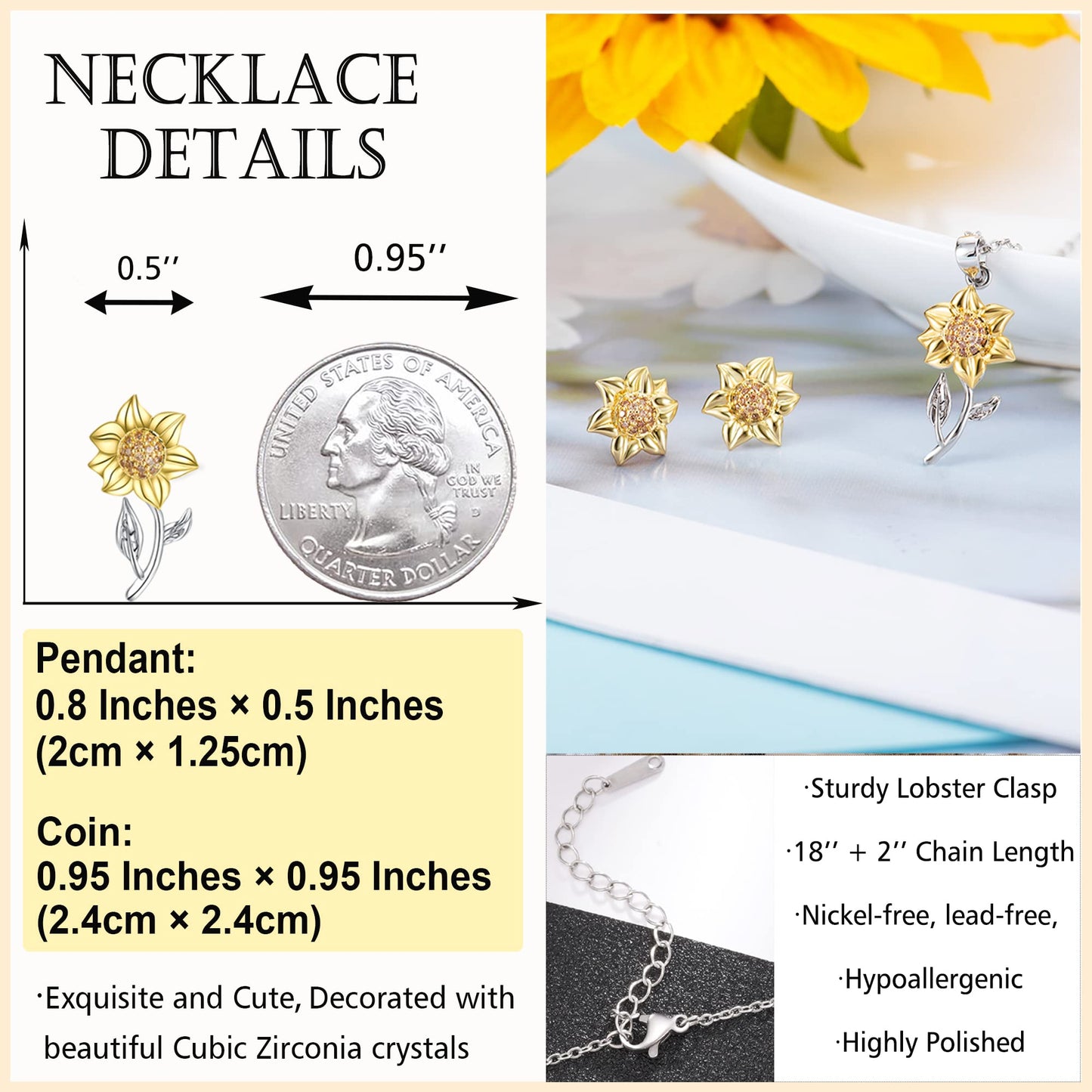 Tarsus Daughter Necklace, Daughter Gifts from Dad Sunflower Necklace Jewerly Present