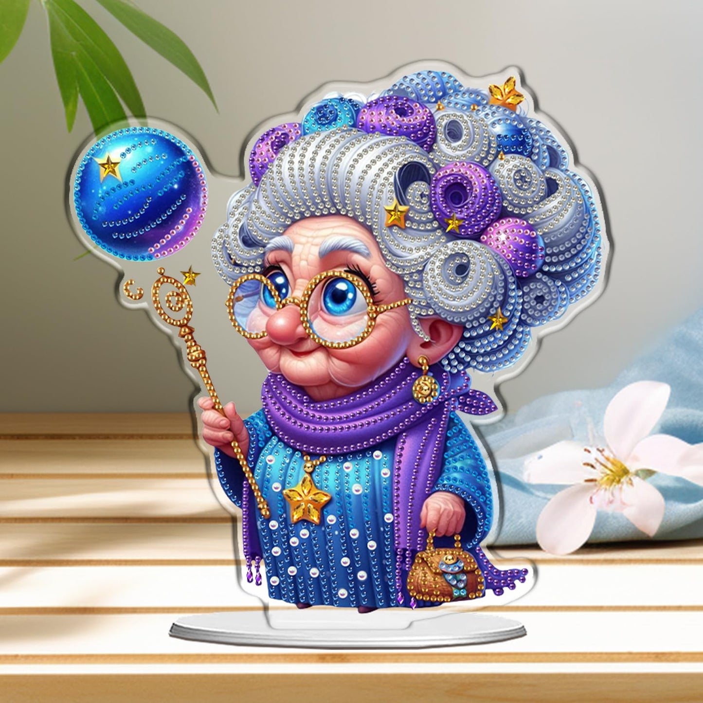 C'eitura DIY Diamond Painting Desktop Ornament - Double Sided Crystal Art Rhinestone Tabletop Decor, Magic Grandma Series Crafts Kit for Adults & Beginners, Home Office Table Decoration Gift, Acrylic