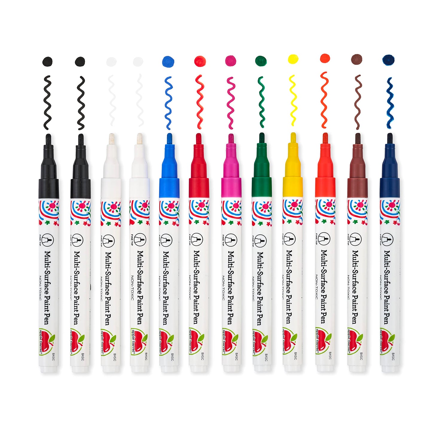 Apple Barrel Paint Pens, Set of 12 Multi-Surface Fine Tip Paint Pens, Perfect for Indoor and Outdoor Arts and Crafts Projects, 6233
